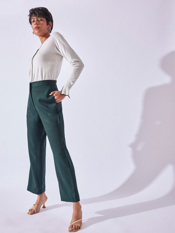 Forest Green Straight Fit Trousers