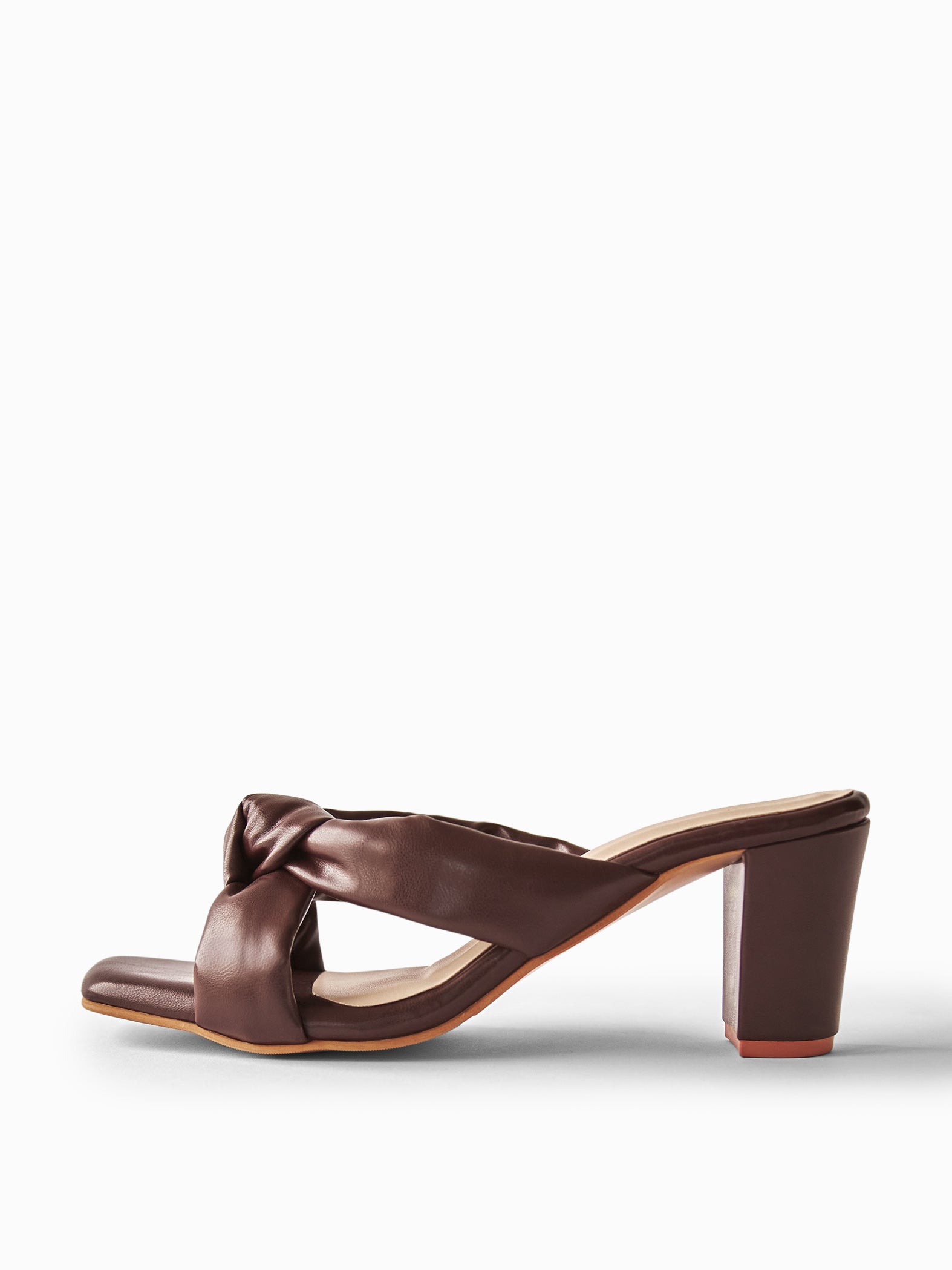 Cocoa Knotted Block Heels