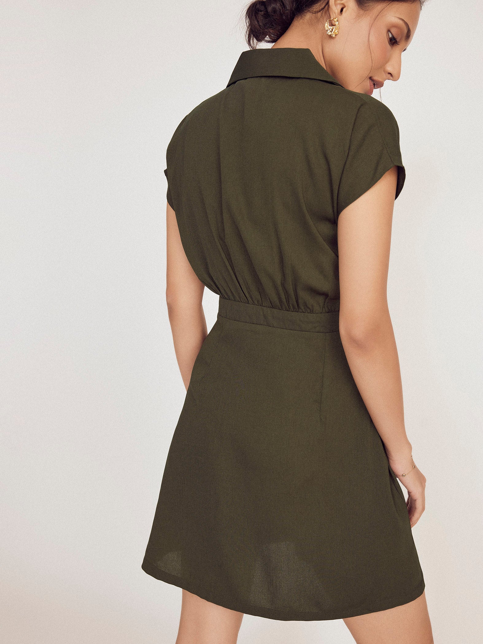 Olive Collared Wrap Dress
