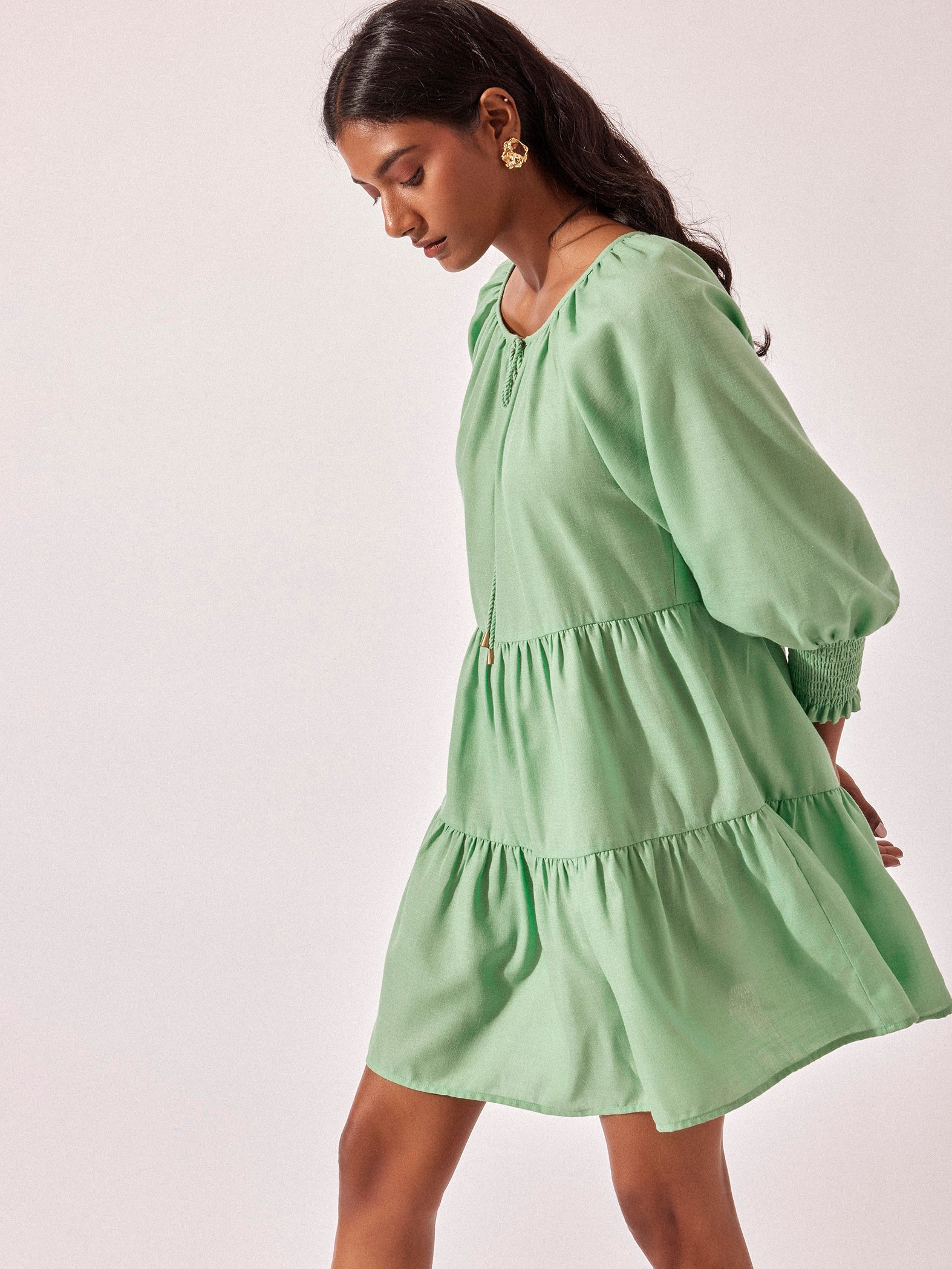 Spring Green Tiered Dress