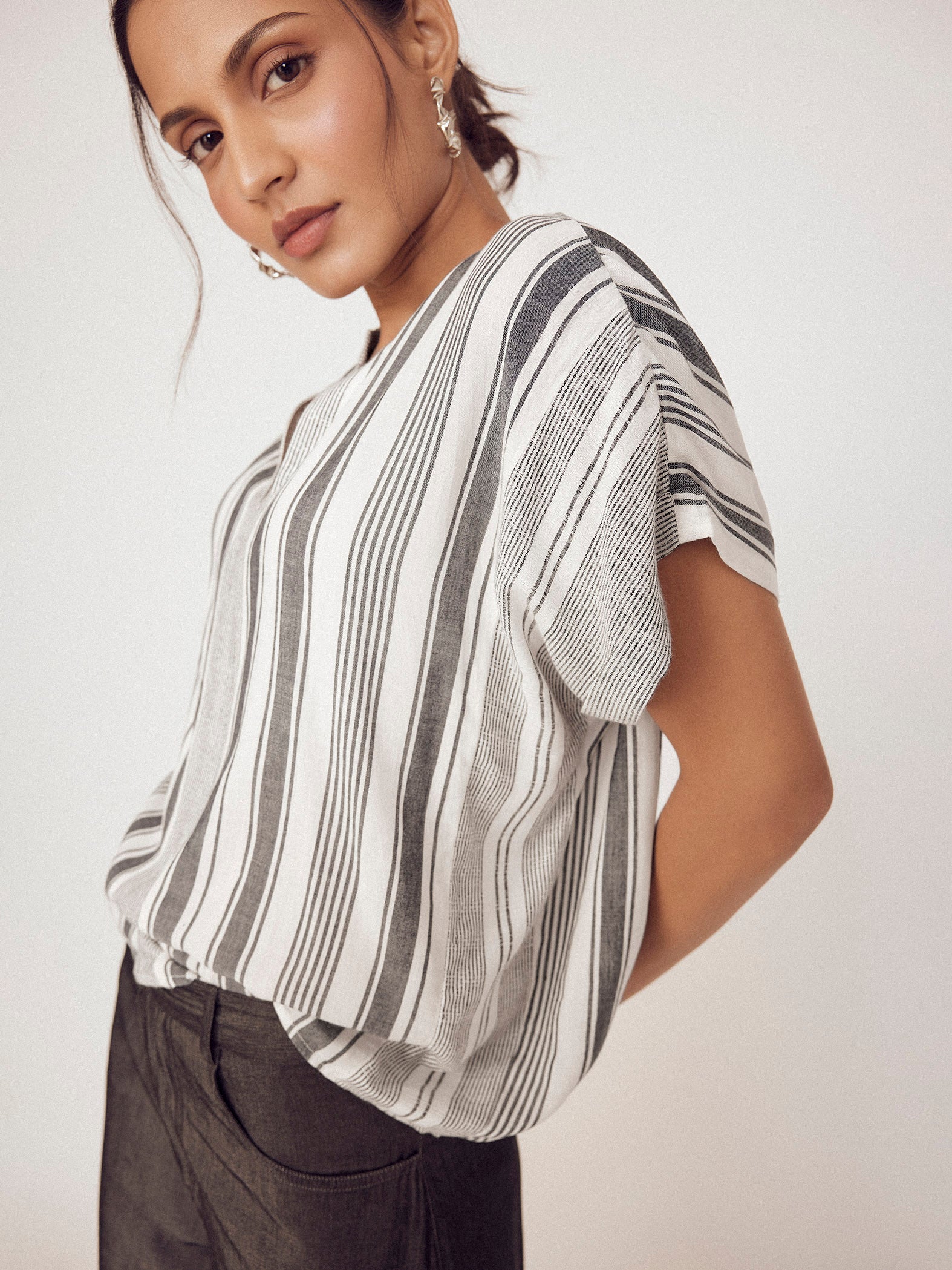 Striped Extended Sleeve Top