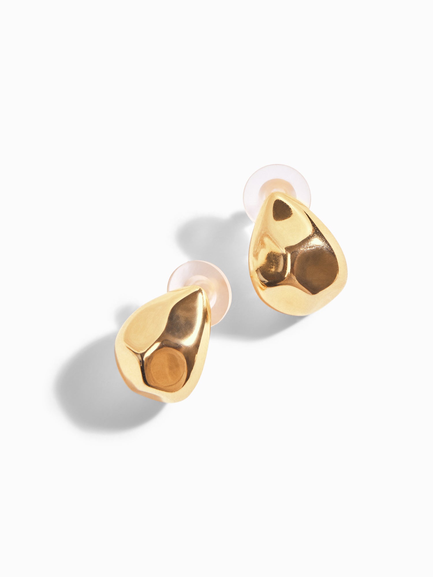 Gold Hammered Drop Shape Earrings