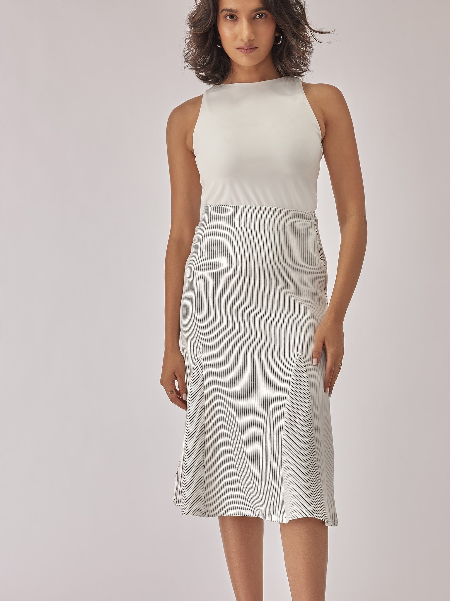 

White Godet Panel Skirt
