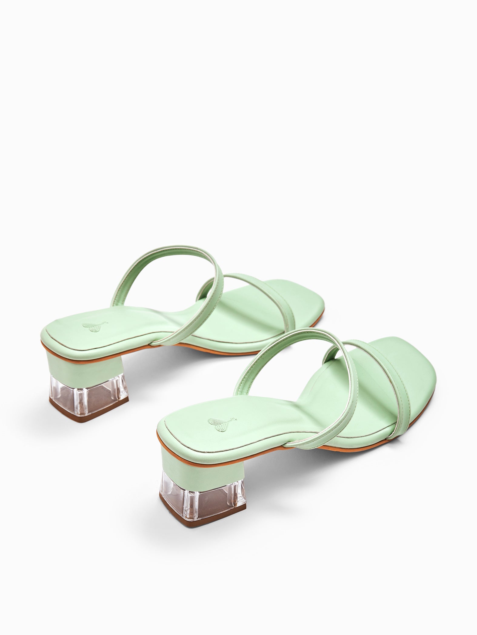 Aqua Double Strap Glass Heels