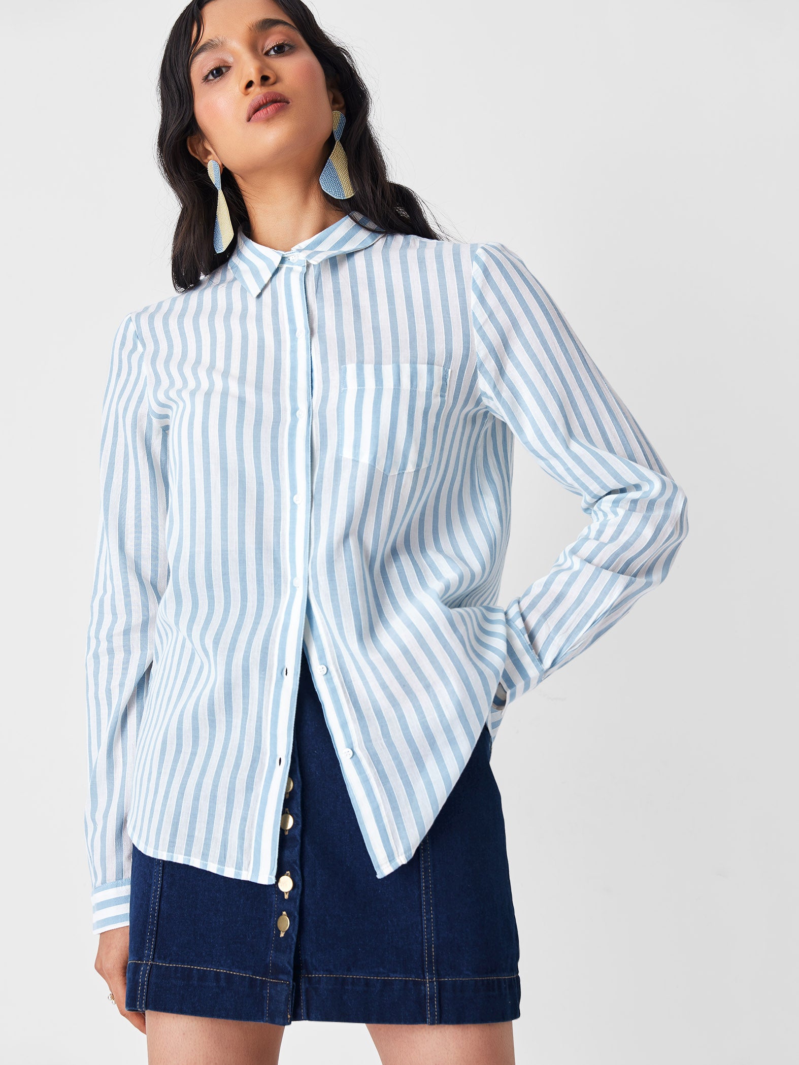 Aqua & White Stripe Shirt