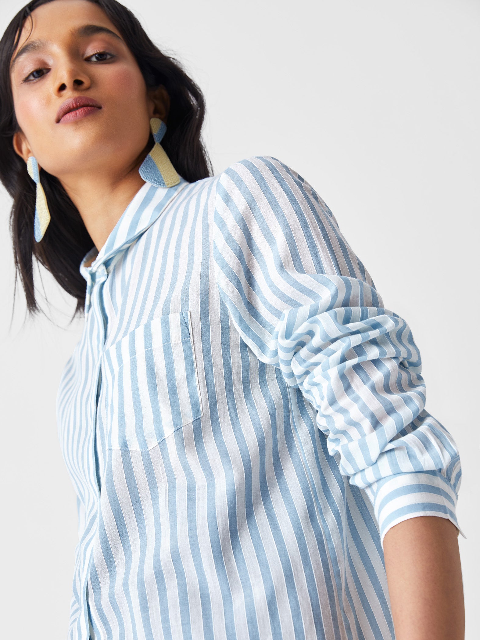 Aqua & White Stripe Shirt