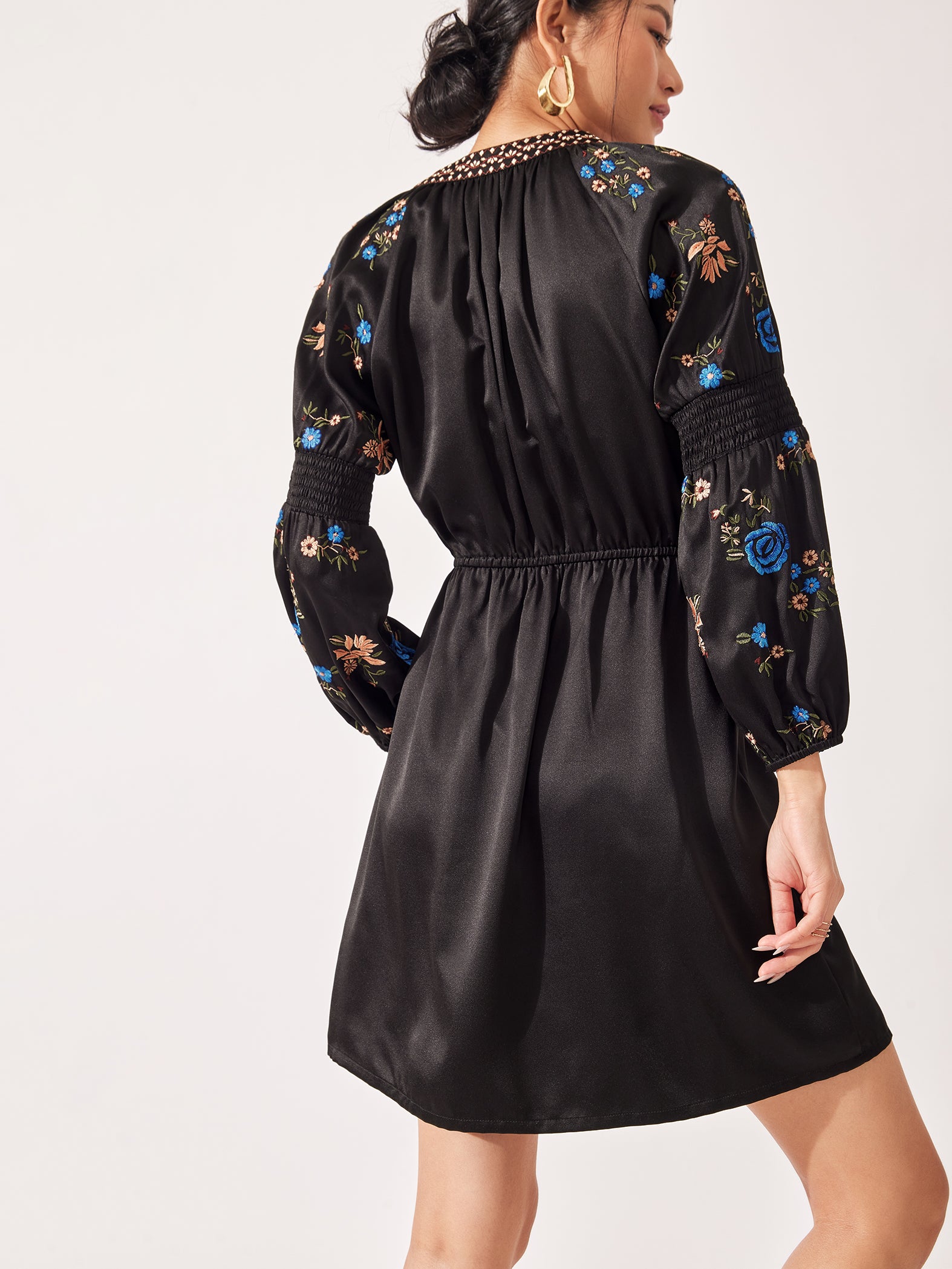 Black Floral Embroidered Dress
