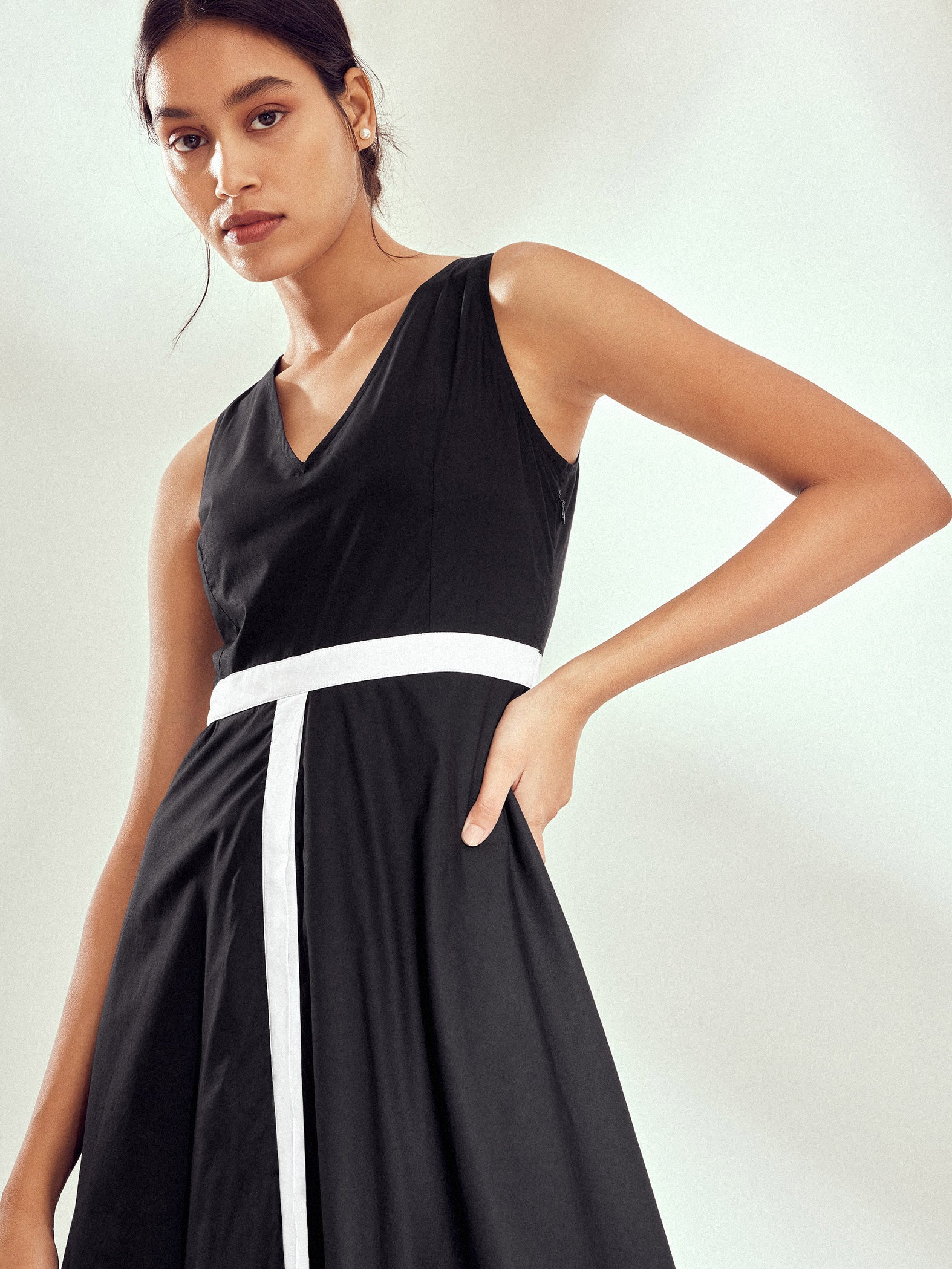 Black & White Panel Midi Dress
