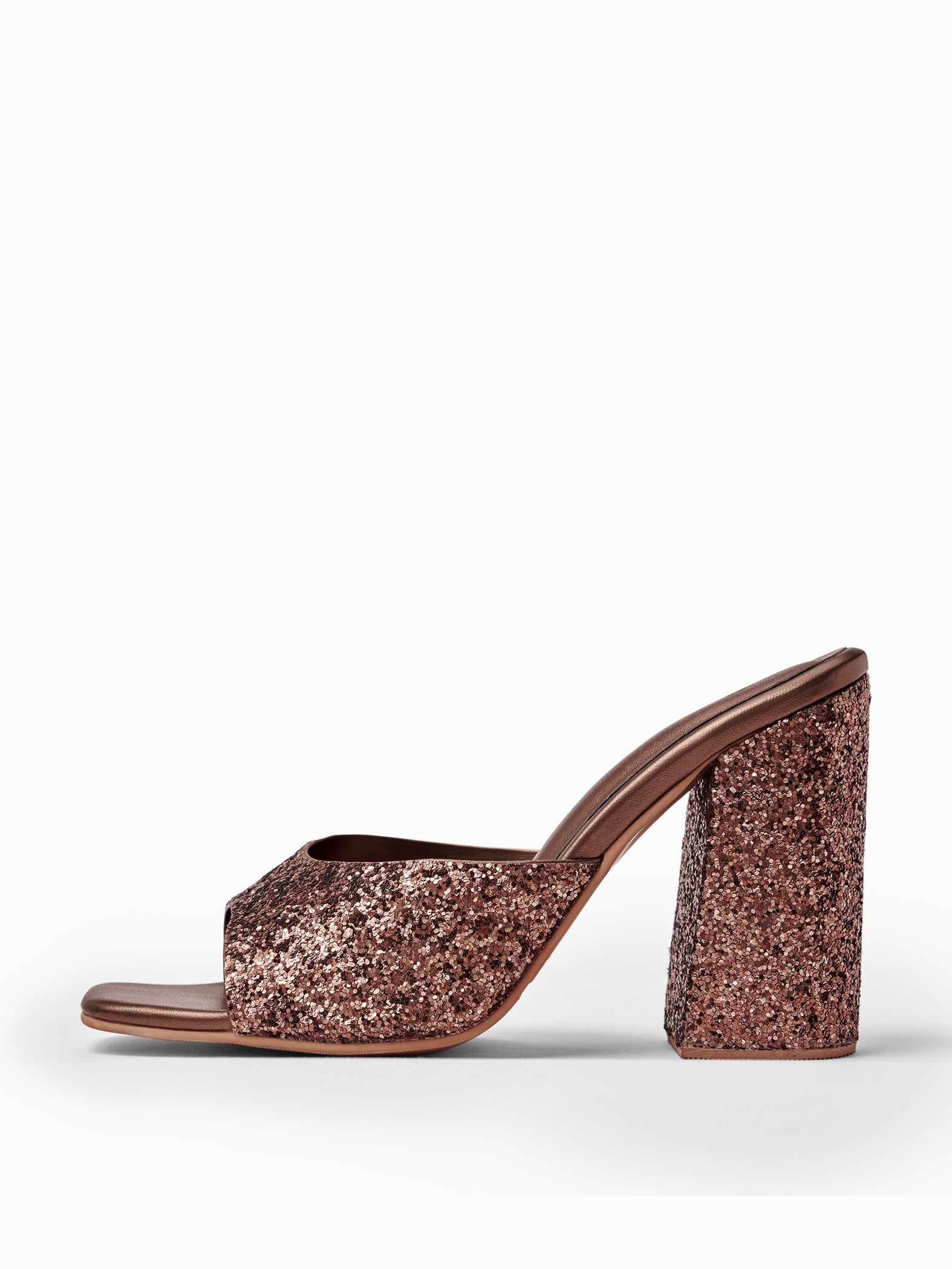 Bronze Glitter Block Heels