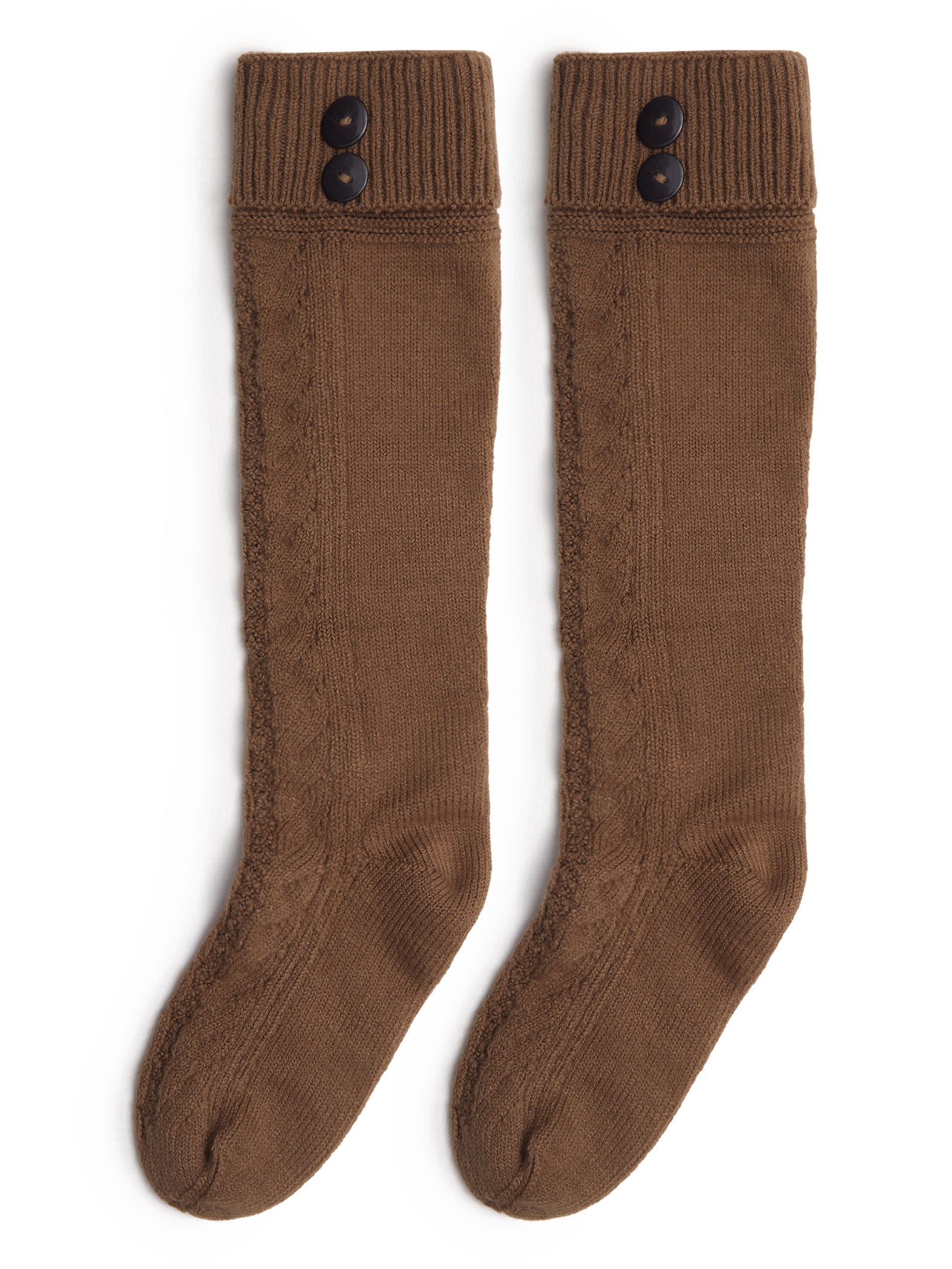 Brown Button Woolen Long Socks