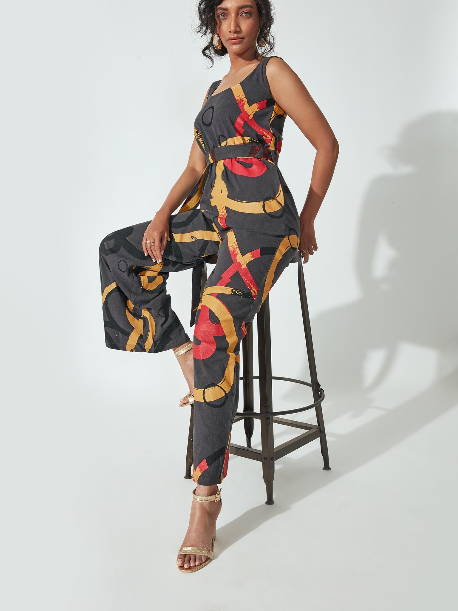 Charcoal Abstract Mickey Print Jumpsuit by Disney