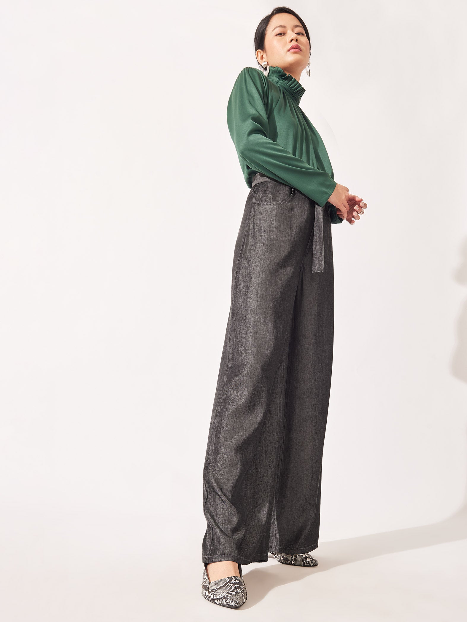 Charcoal Belted Pants