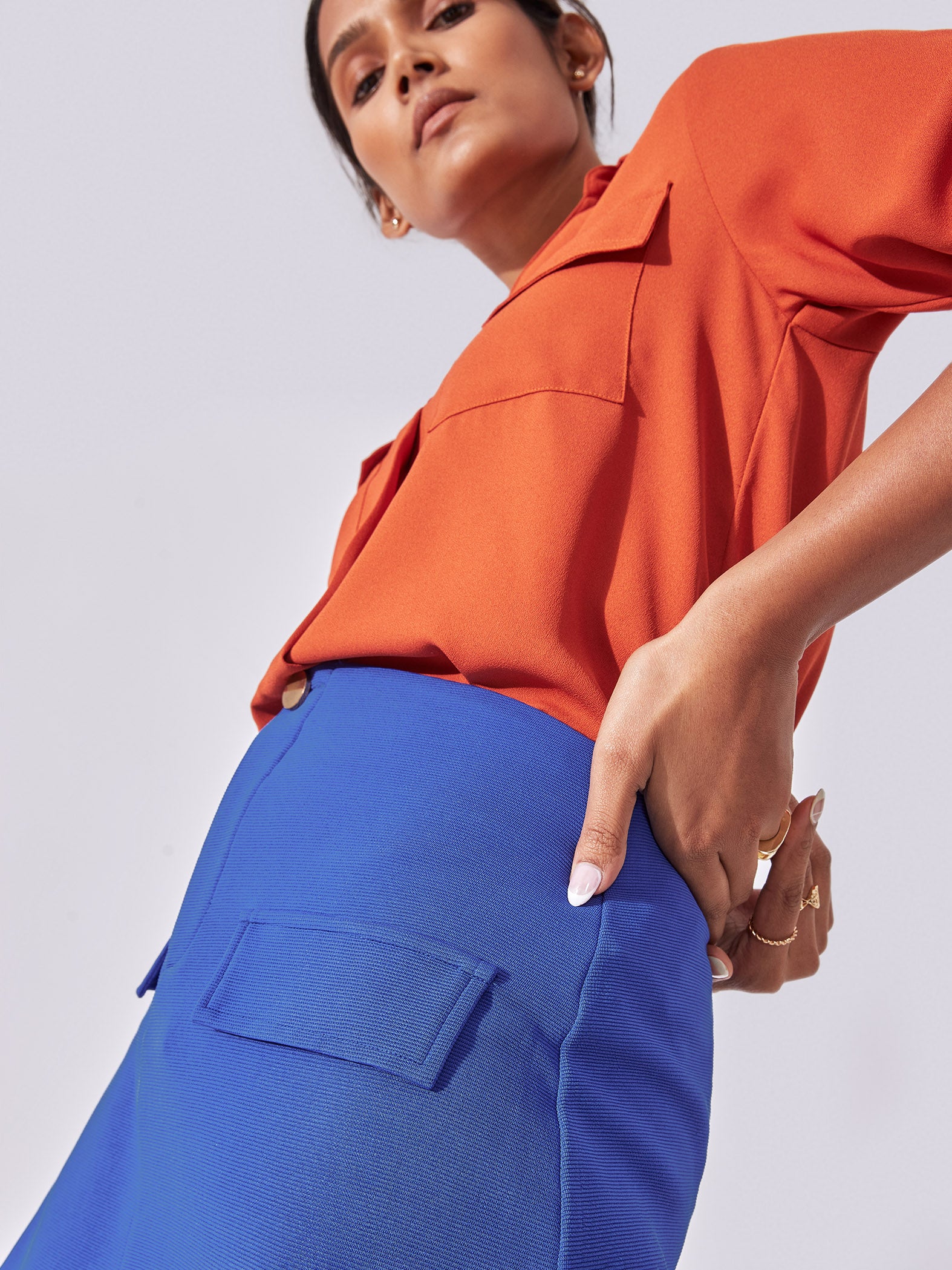 Cobalt Flap Detail Mini Skirt