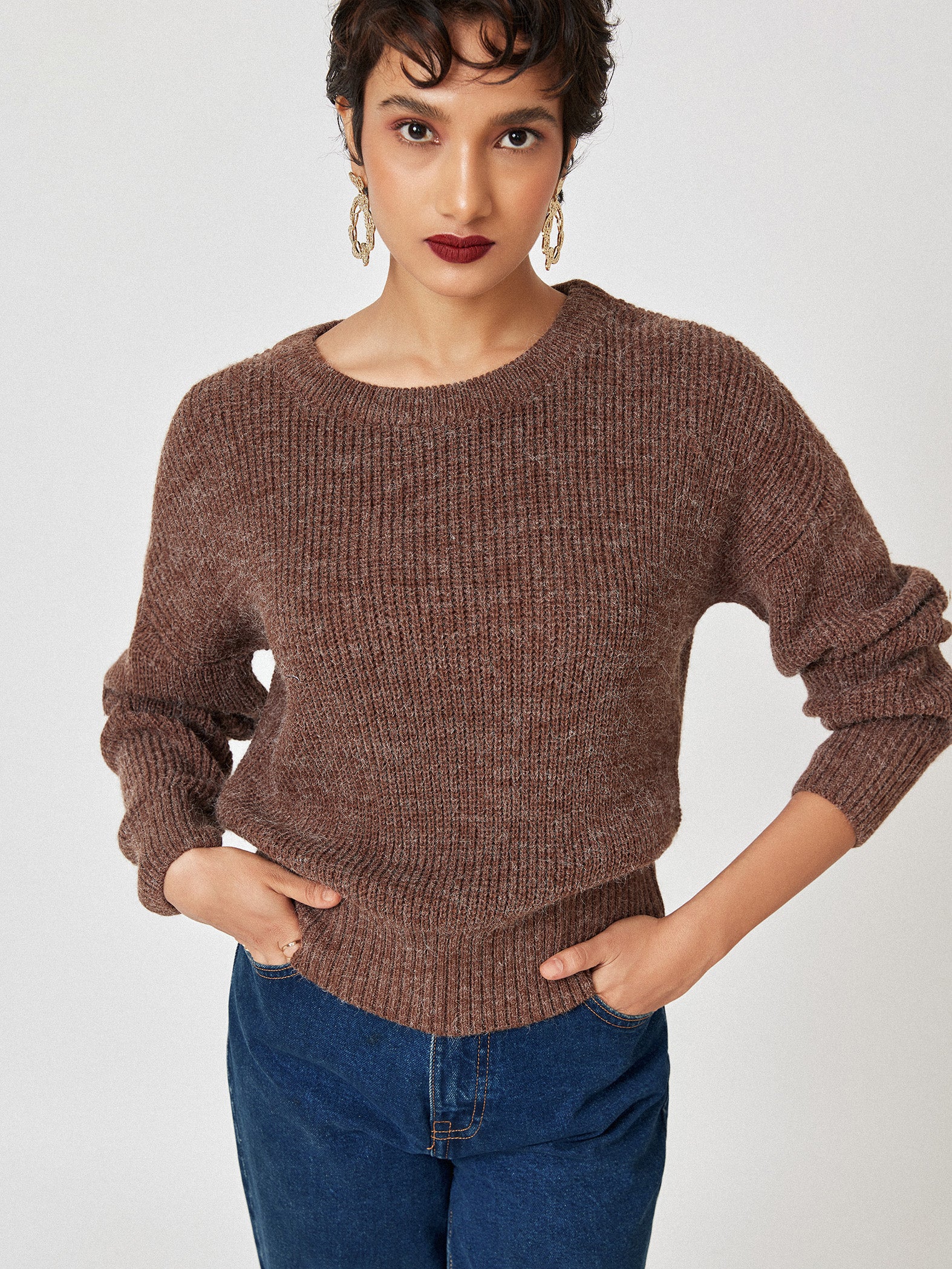 Cocoa Drop Shoulder Sweater