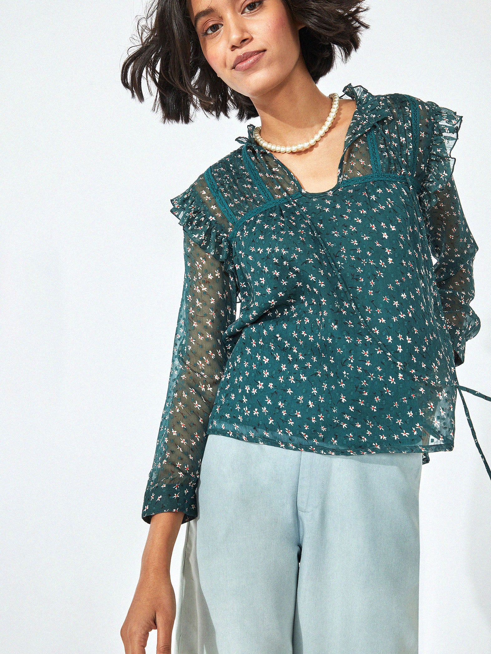 Forest Floral Drawstring Top