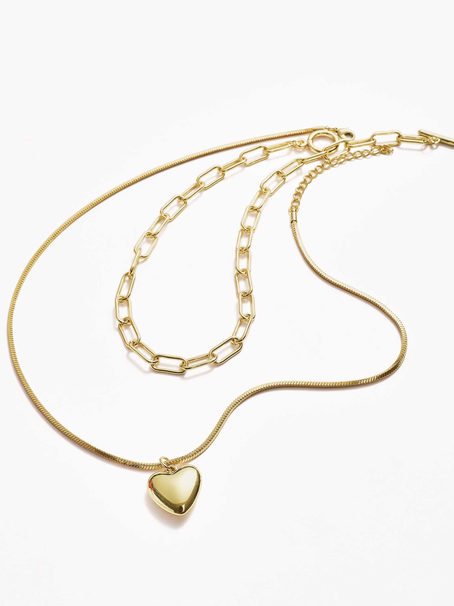 Gold Layered Heart Pendant Necklace