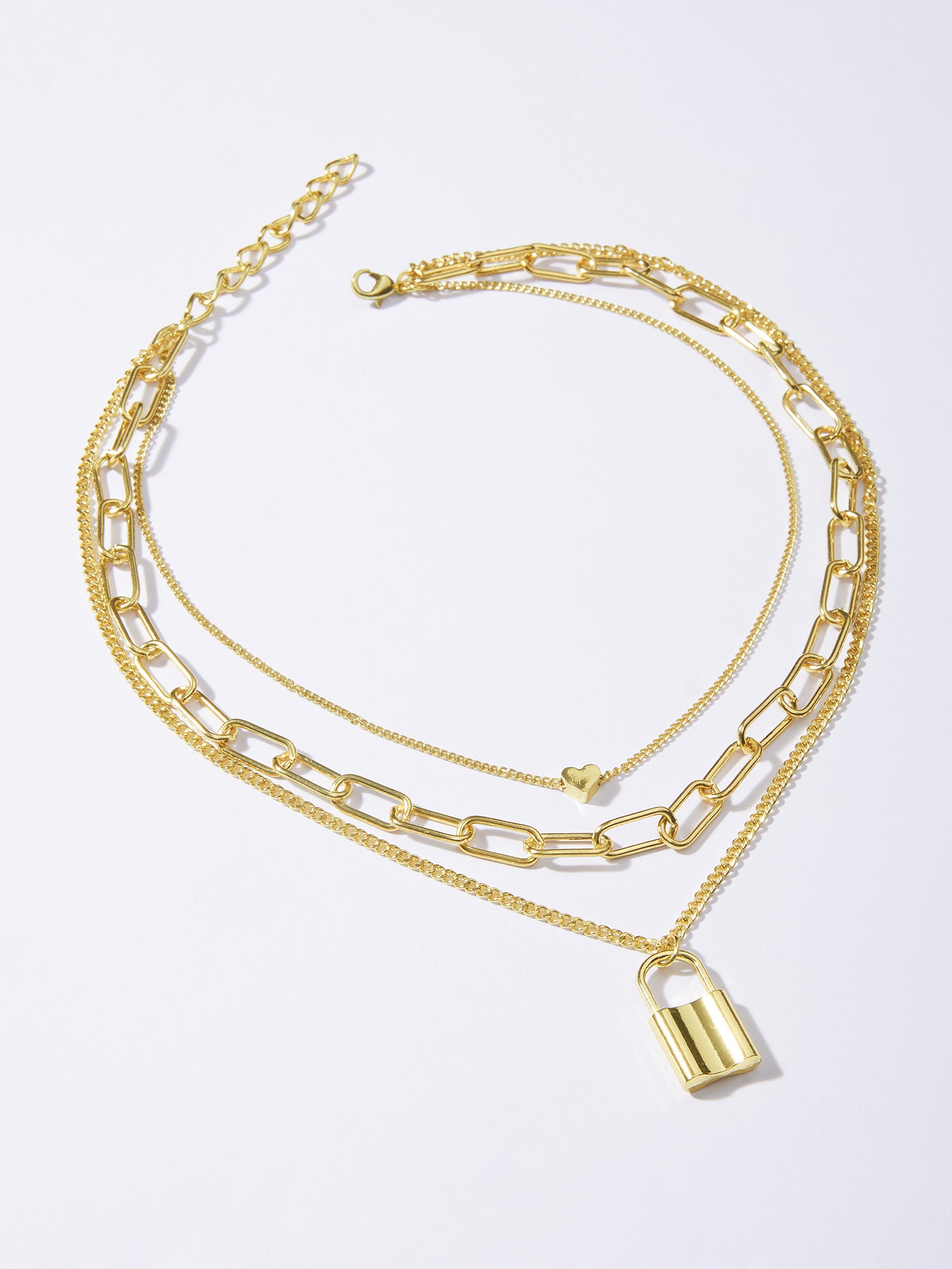 Gold Layered Lock Necklace