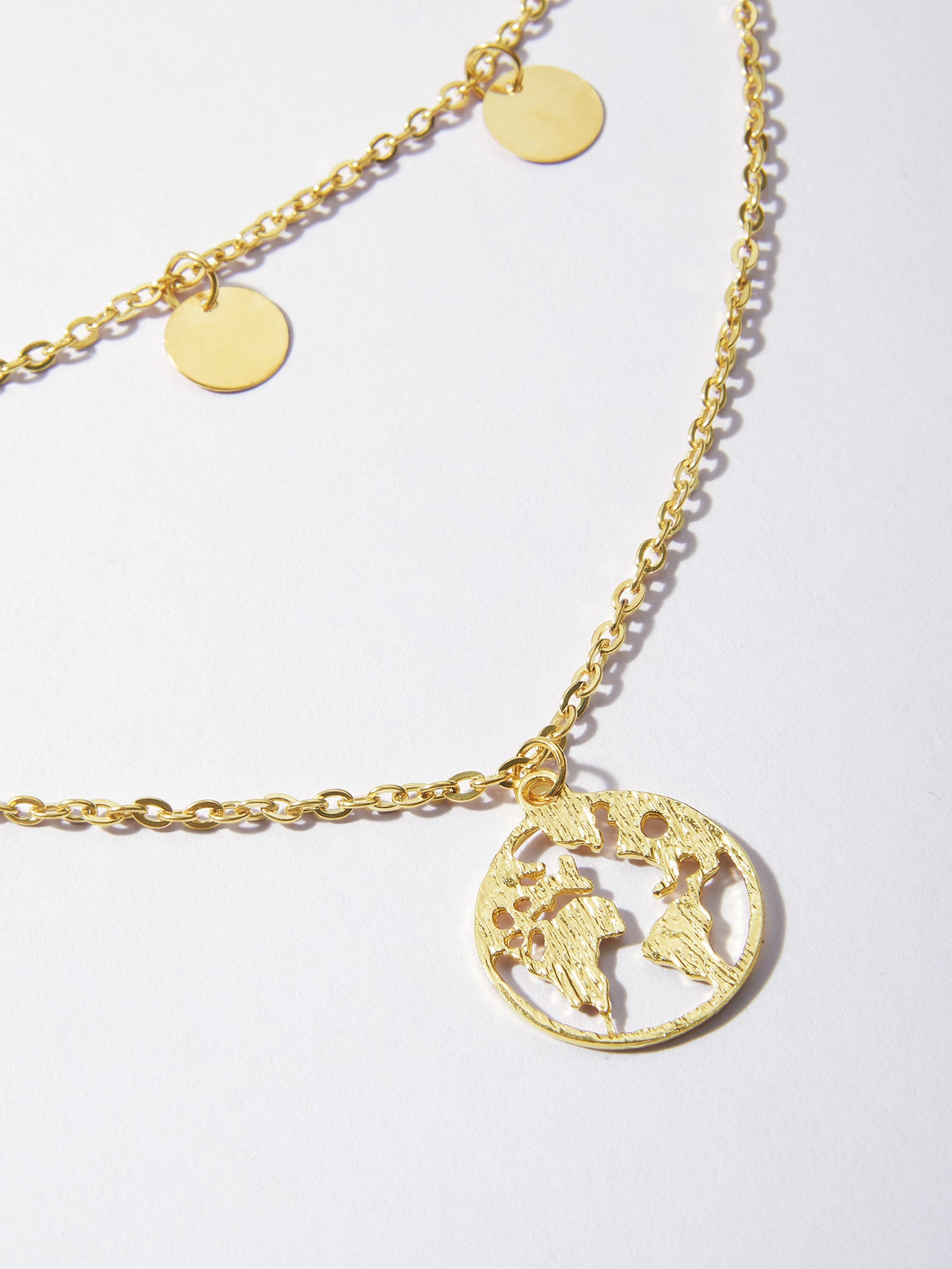 Gold Layered World Pendant Necklace
