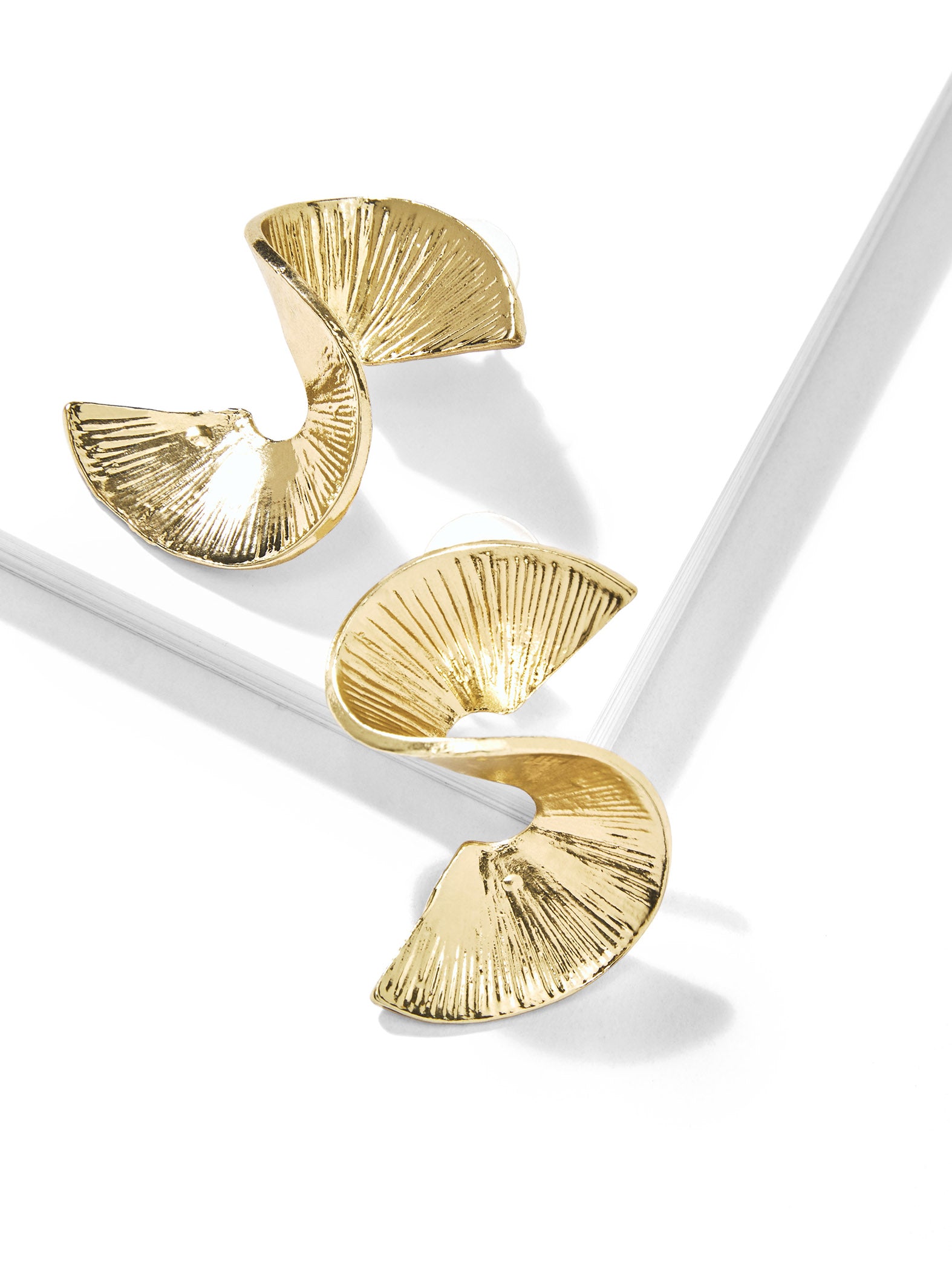 Gold Textured Curved Studs