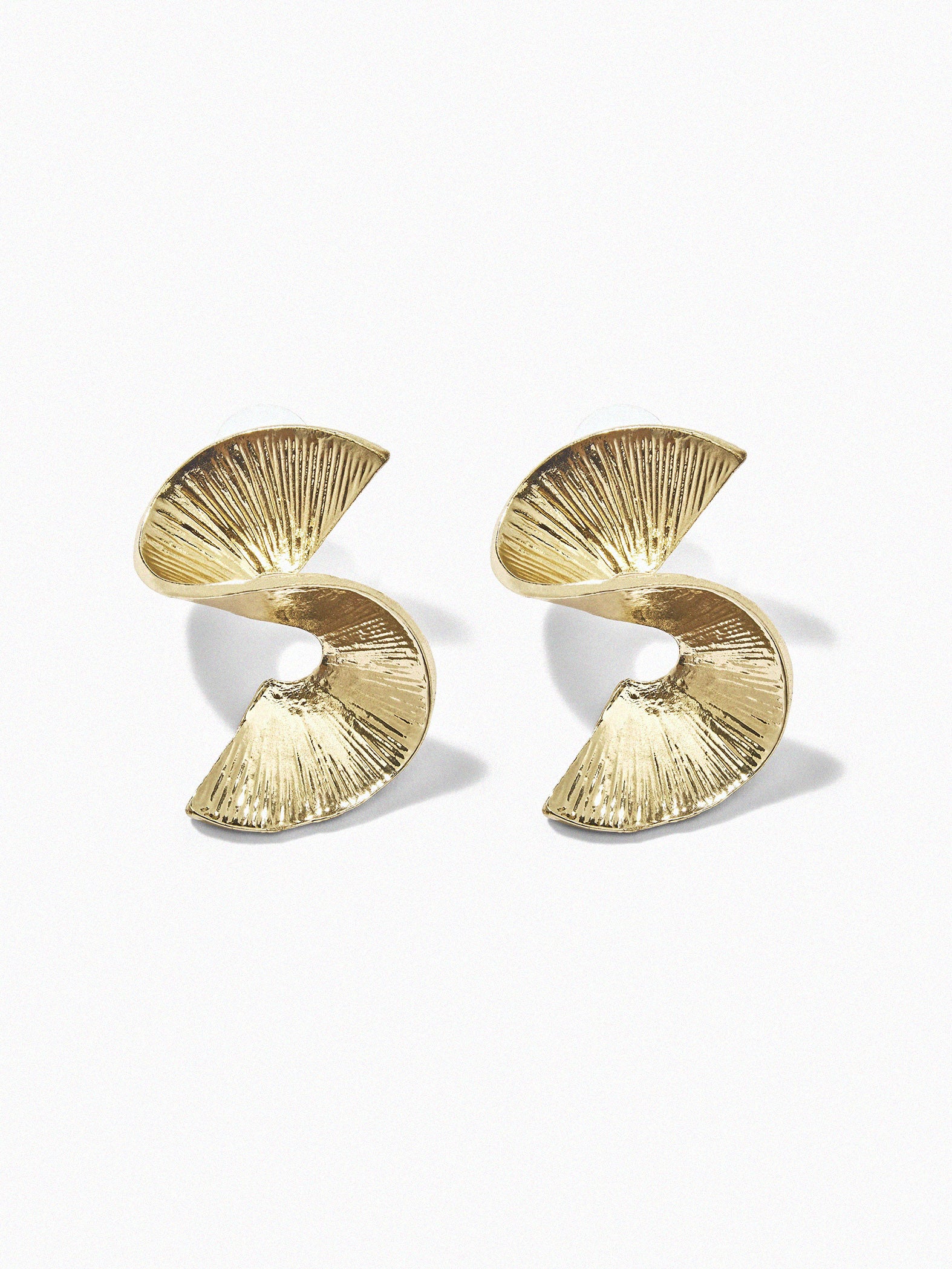 Gold Textured Curved Studs