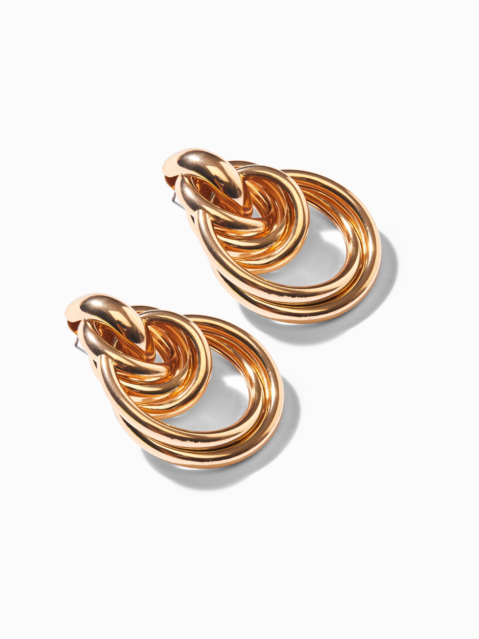 Gold Three Circle Earrings Medium