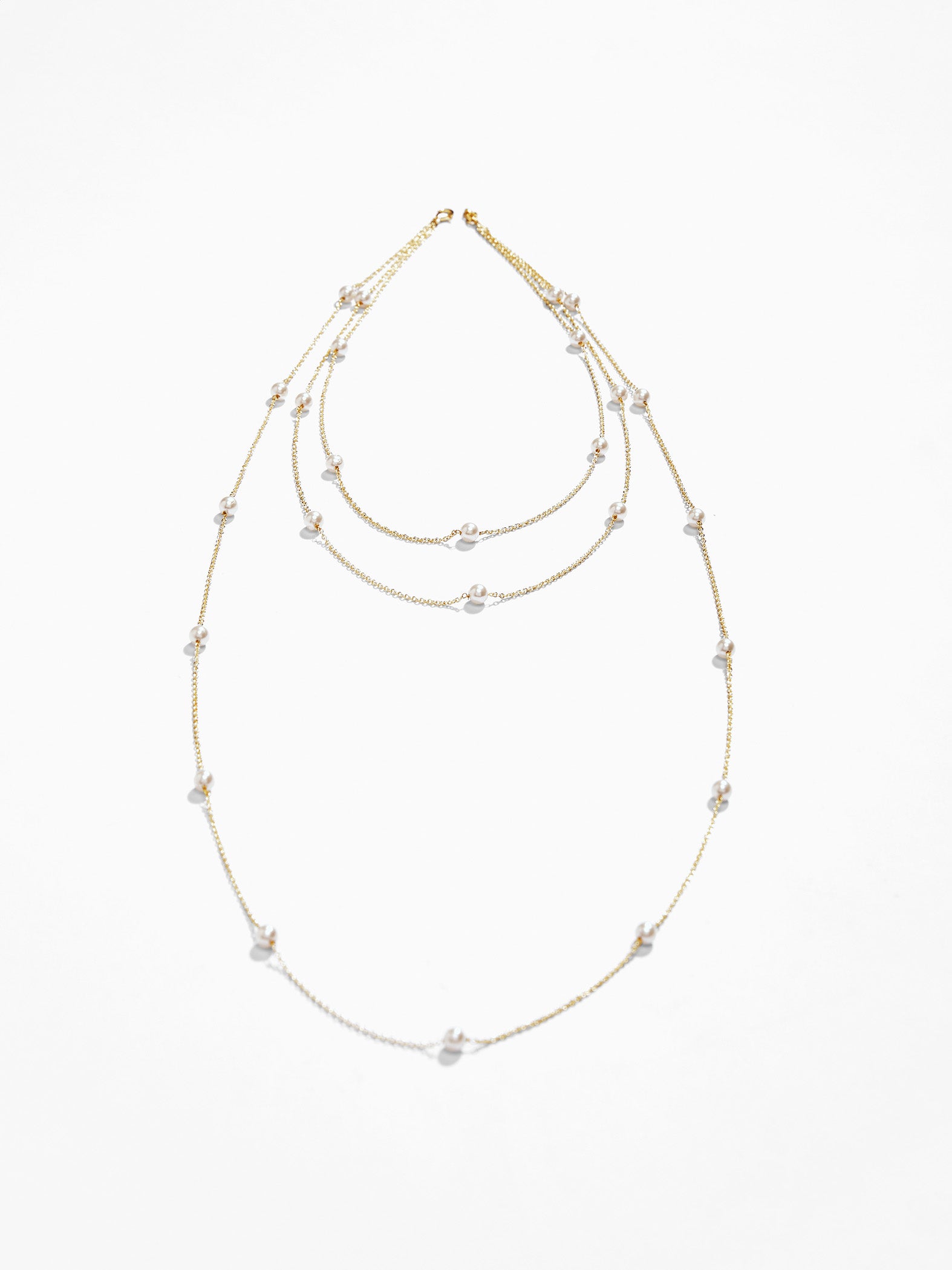 Gold Three Layered Pearl Necklace