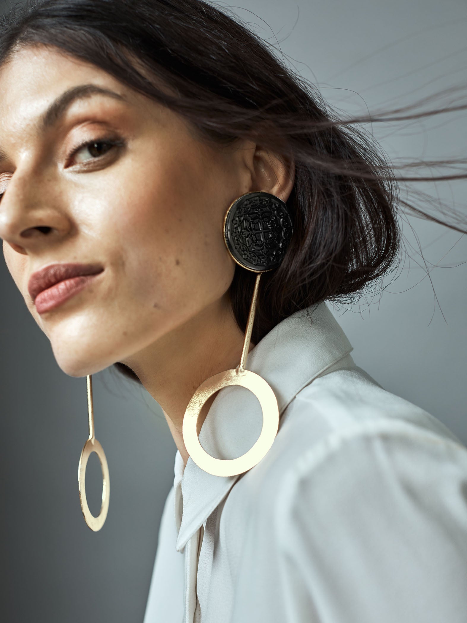 Gold Dual Circle Earrings