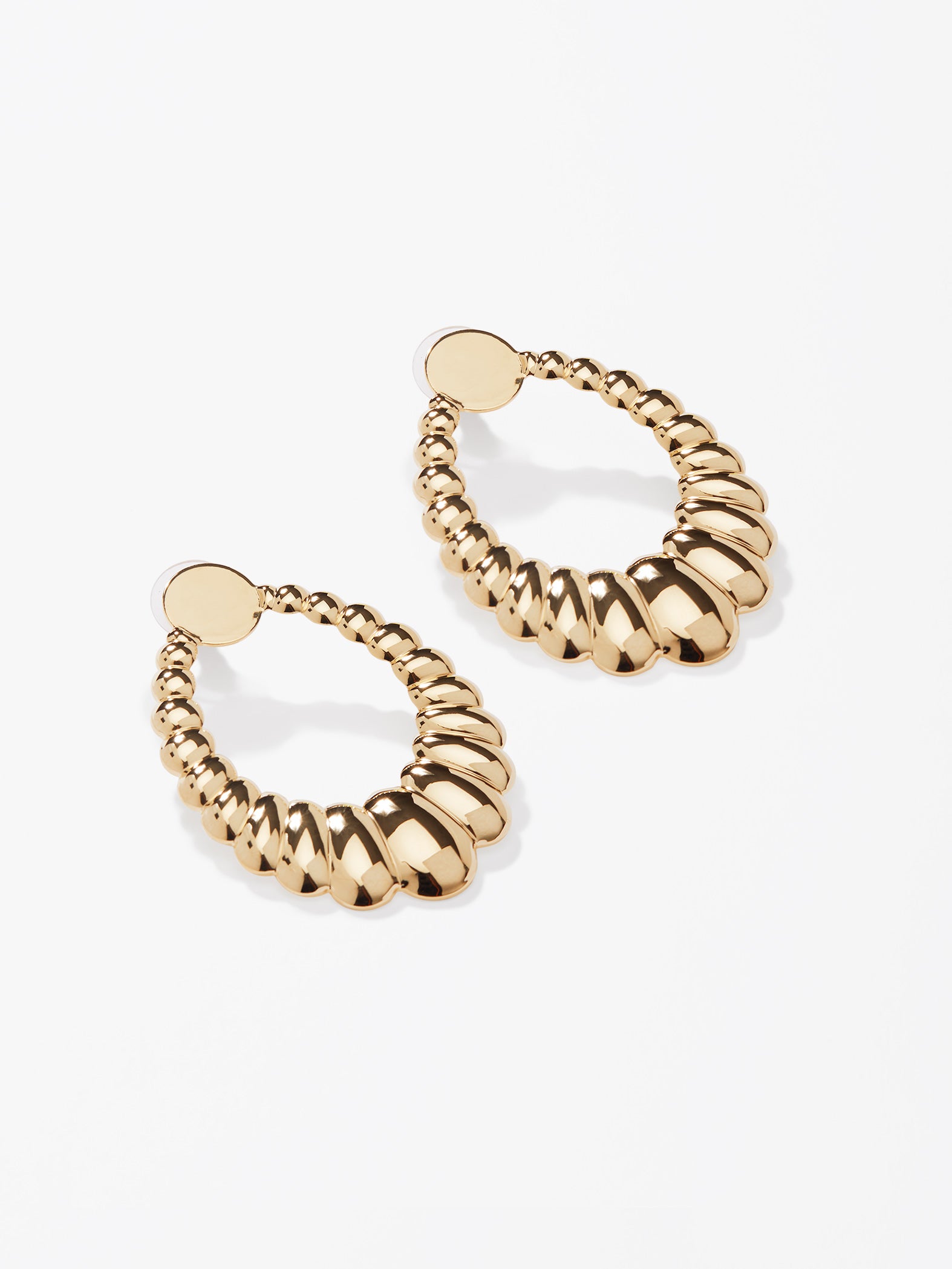 Gold Textured Oval Earrings
