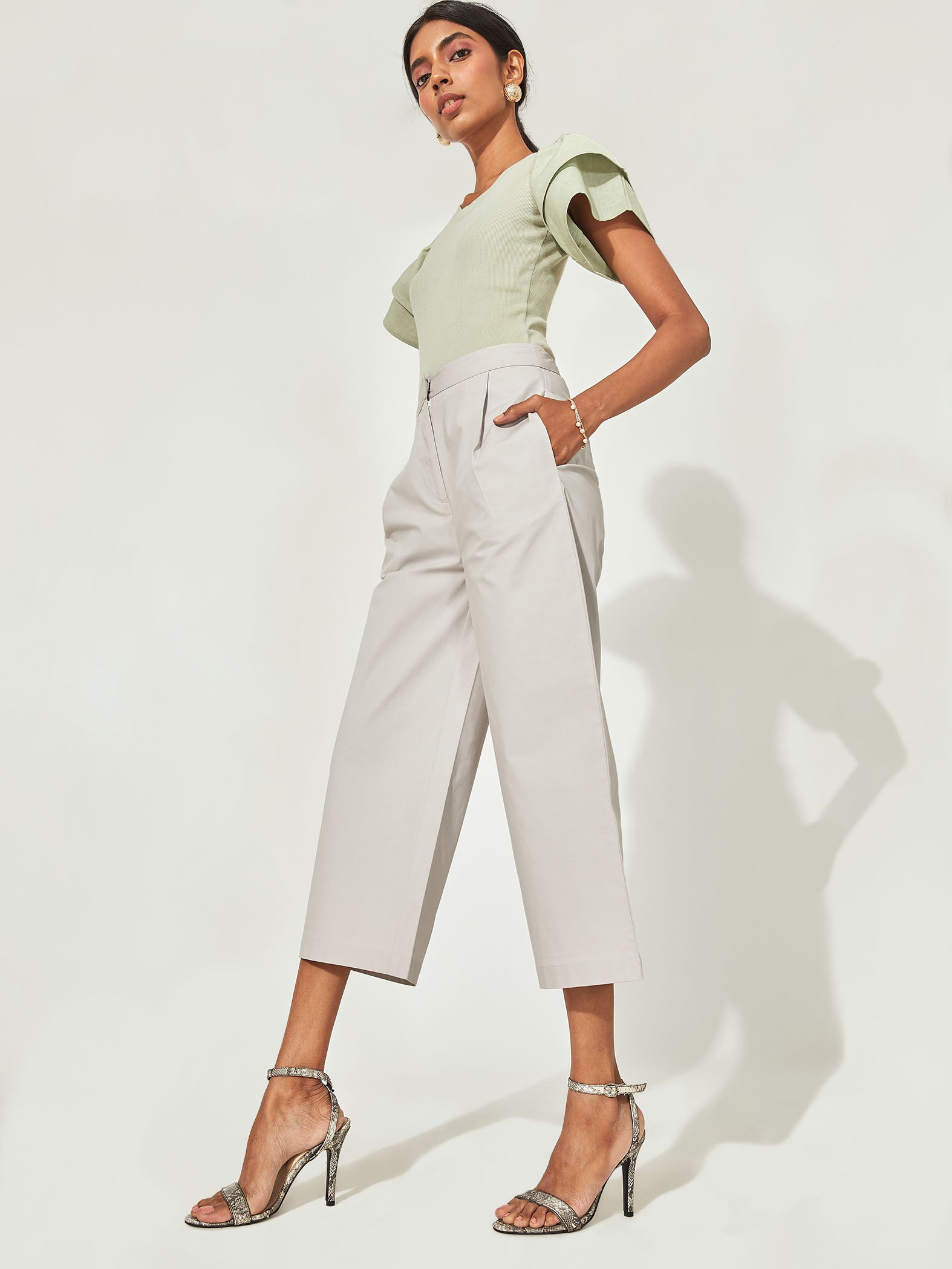Grey Pleated Culotte