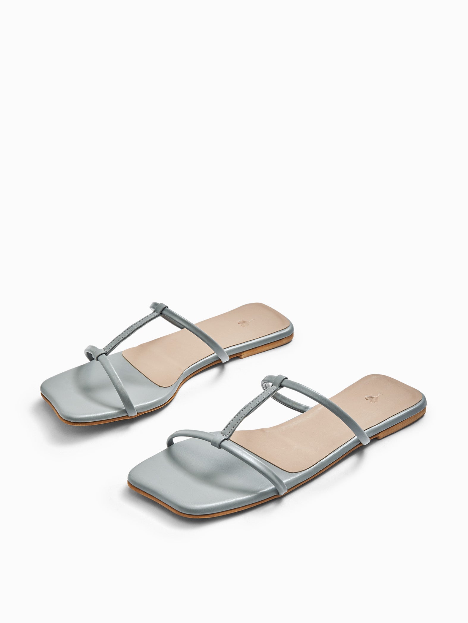 Grey T-strap Flats