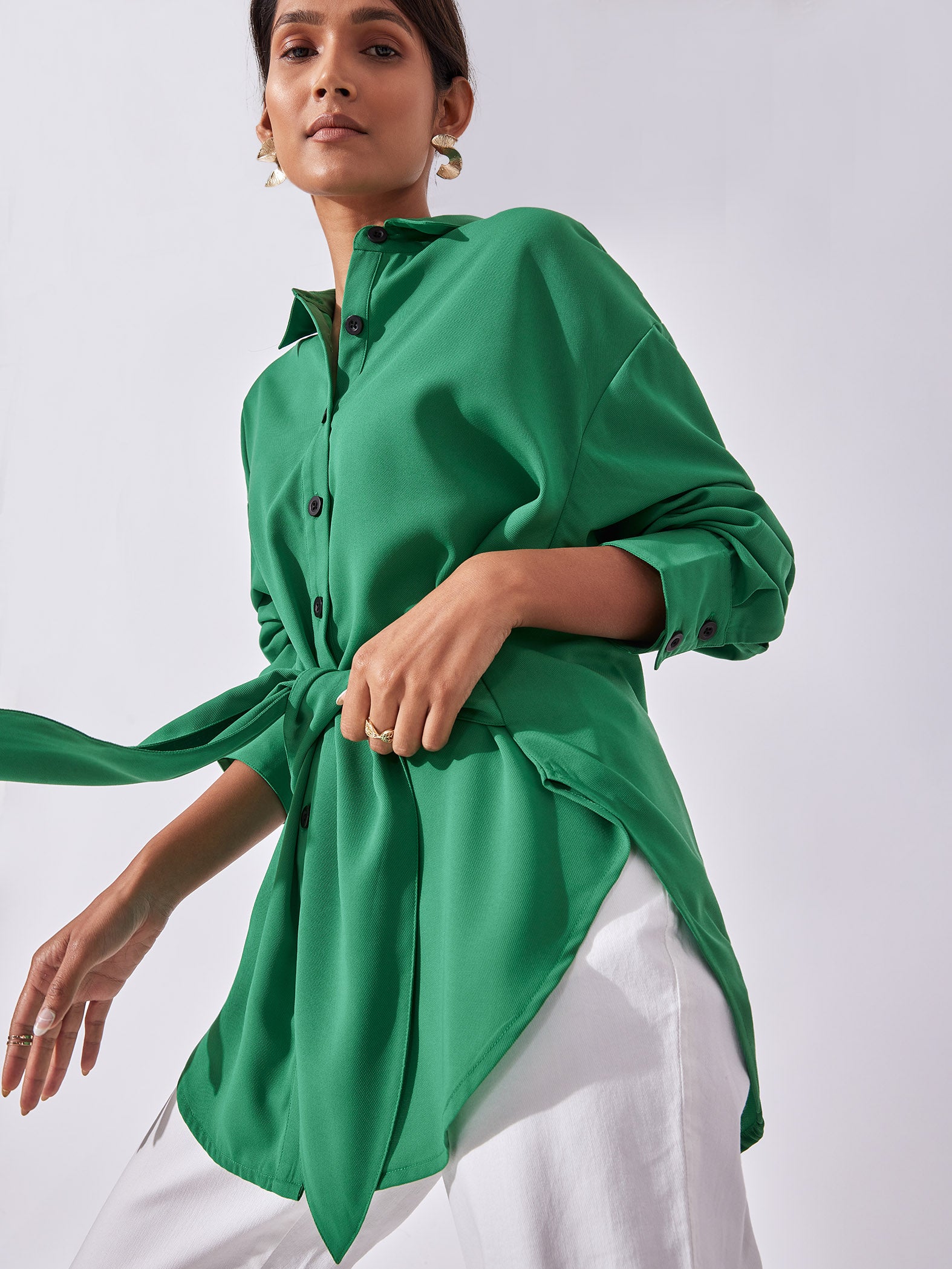 Kelly Green Front Tie Shirt
