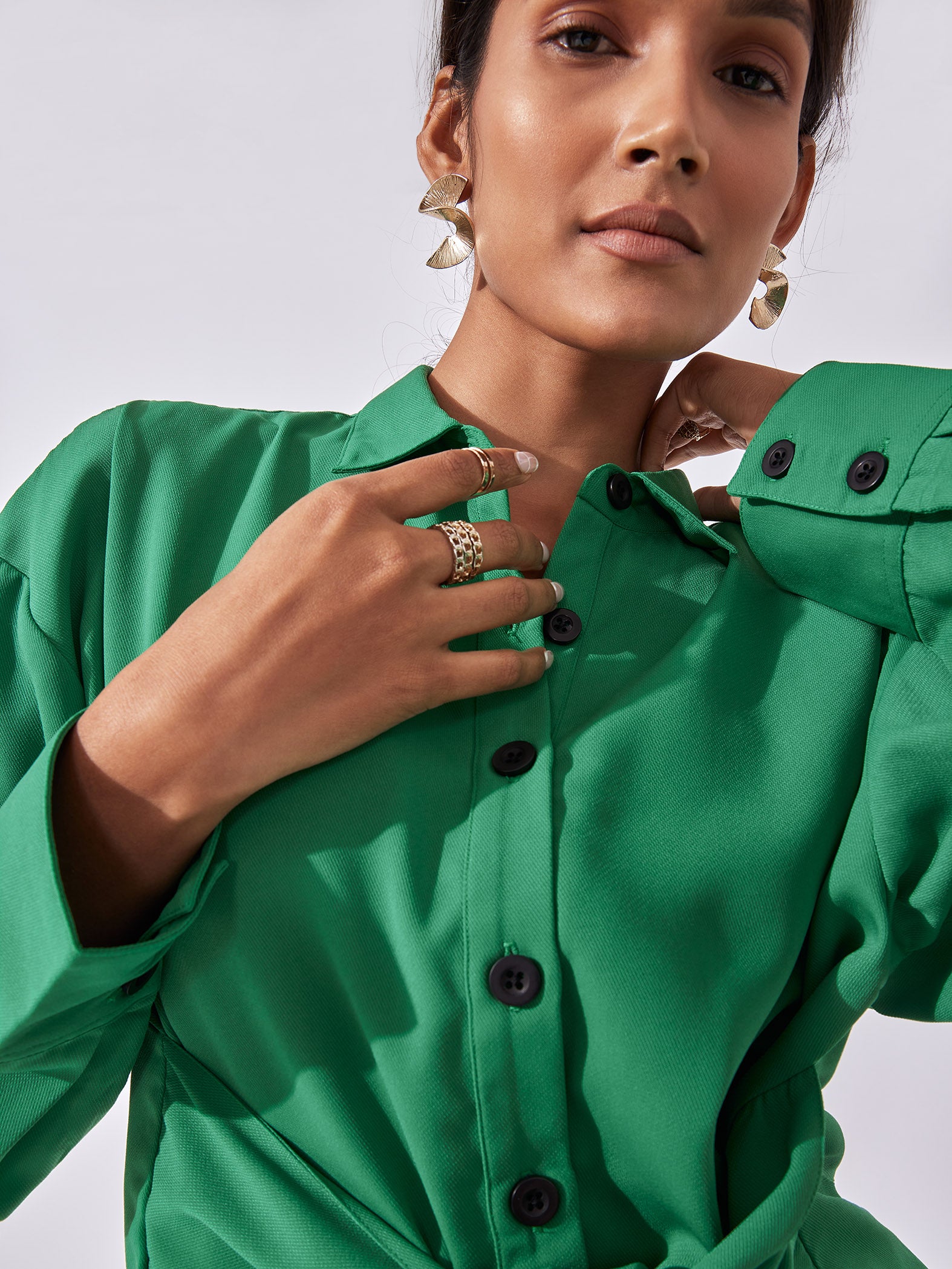 Kelly Green Front Tie Shirt