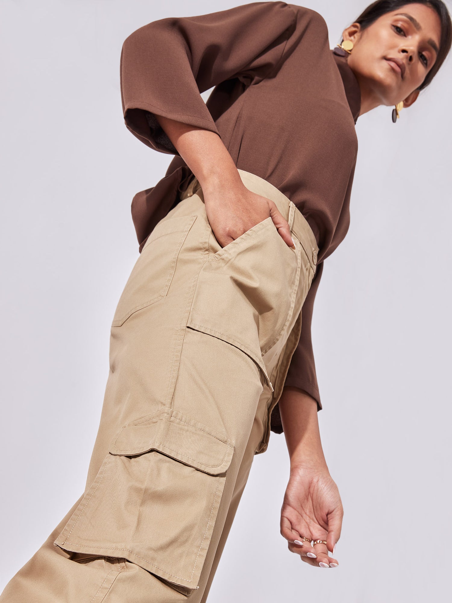 Khaki Patch Pocket Cargo Pants