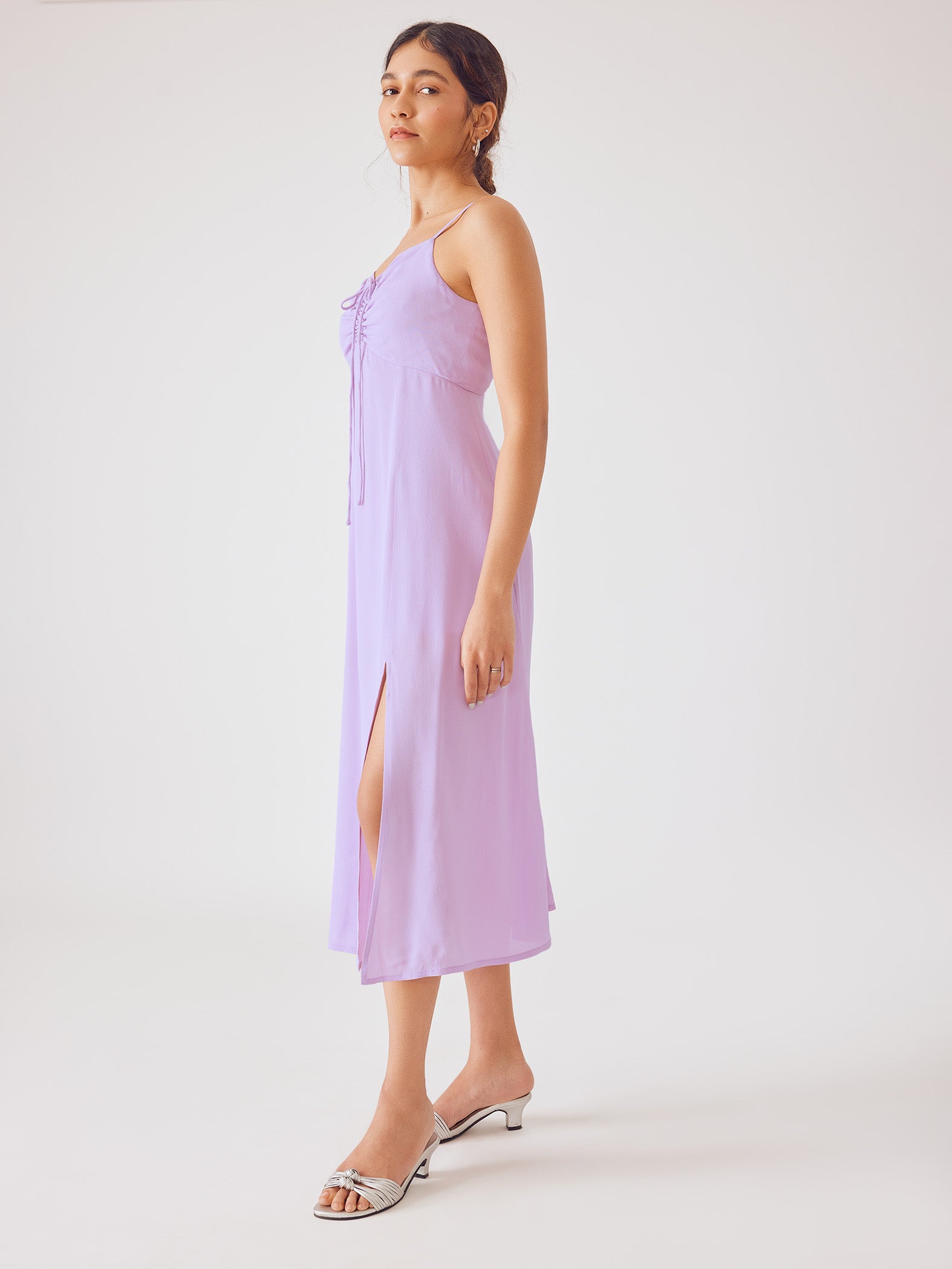 Lilac Strappy Tie Up Dress