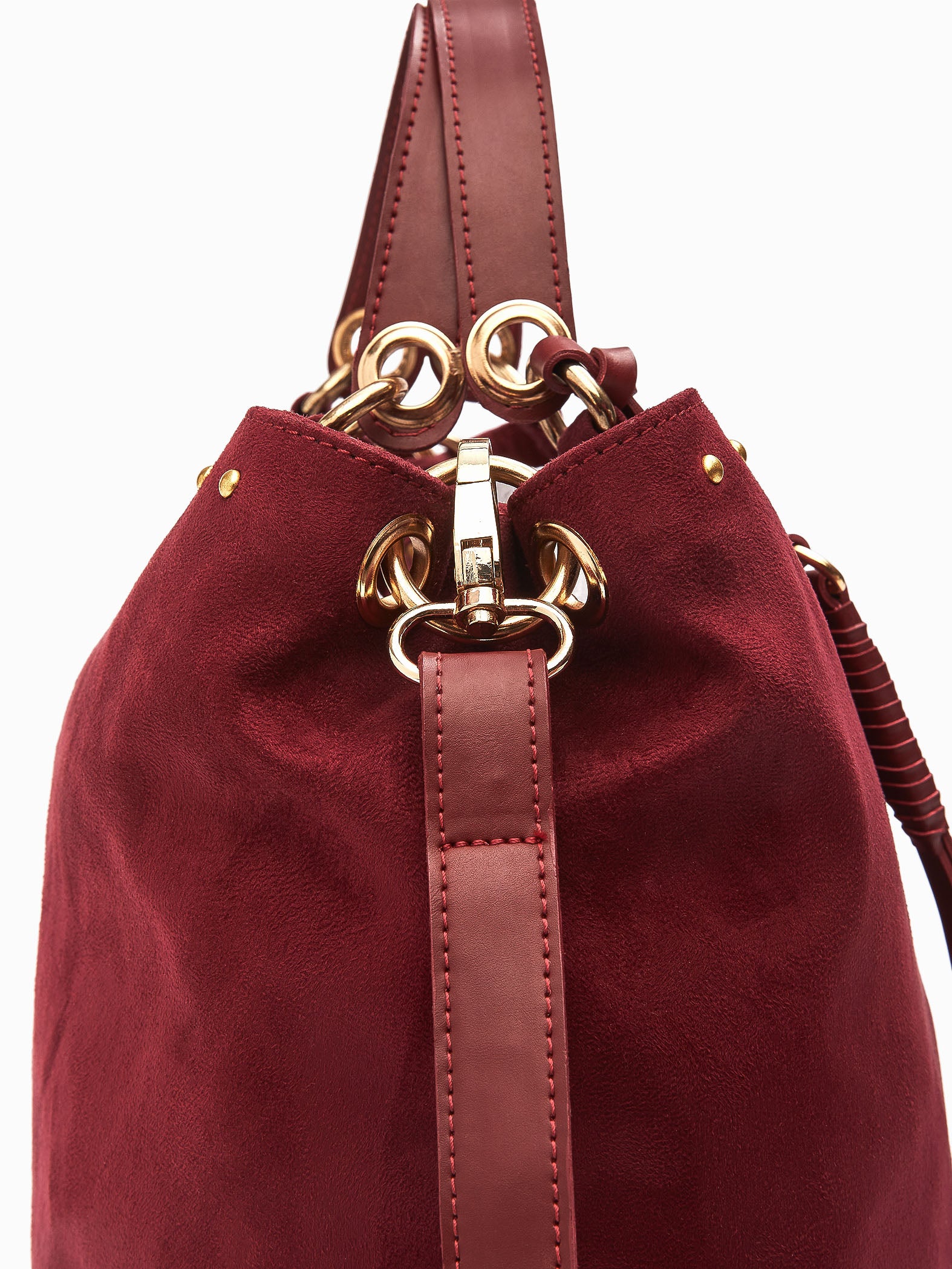 Marsala Studded Bucket Bag