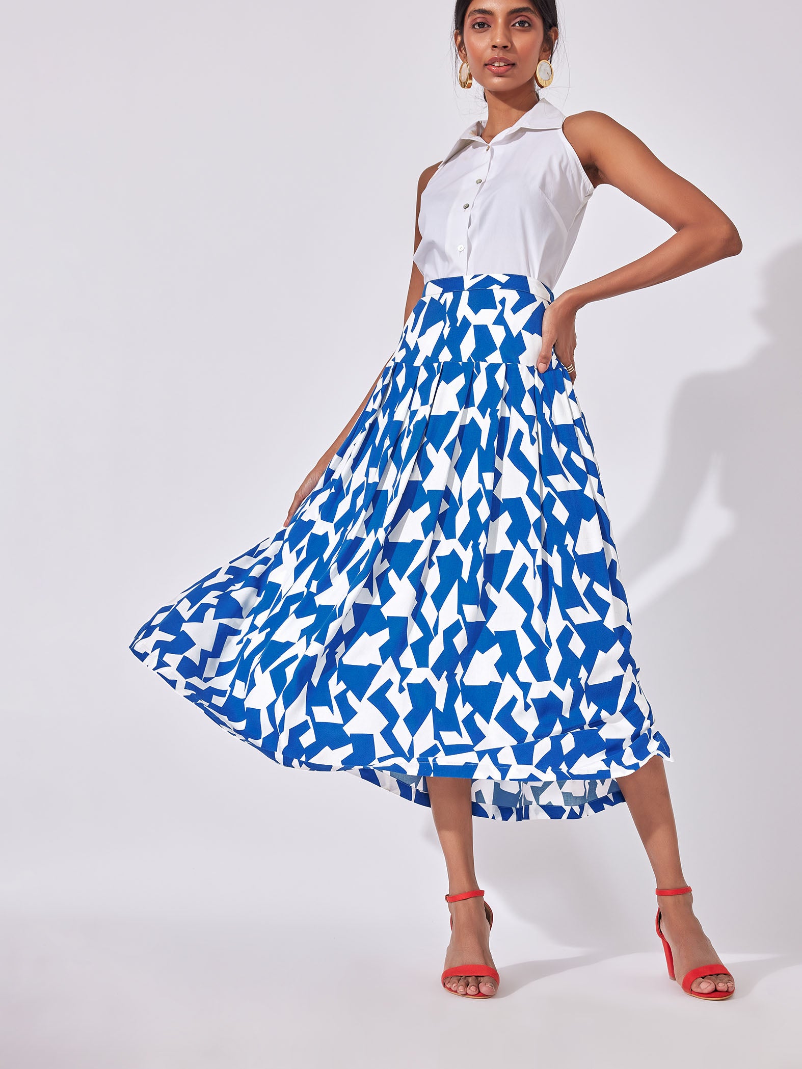 Mosaic Print Pleated Skirt
