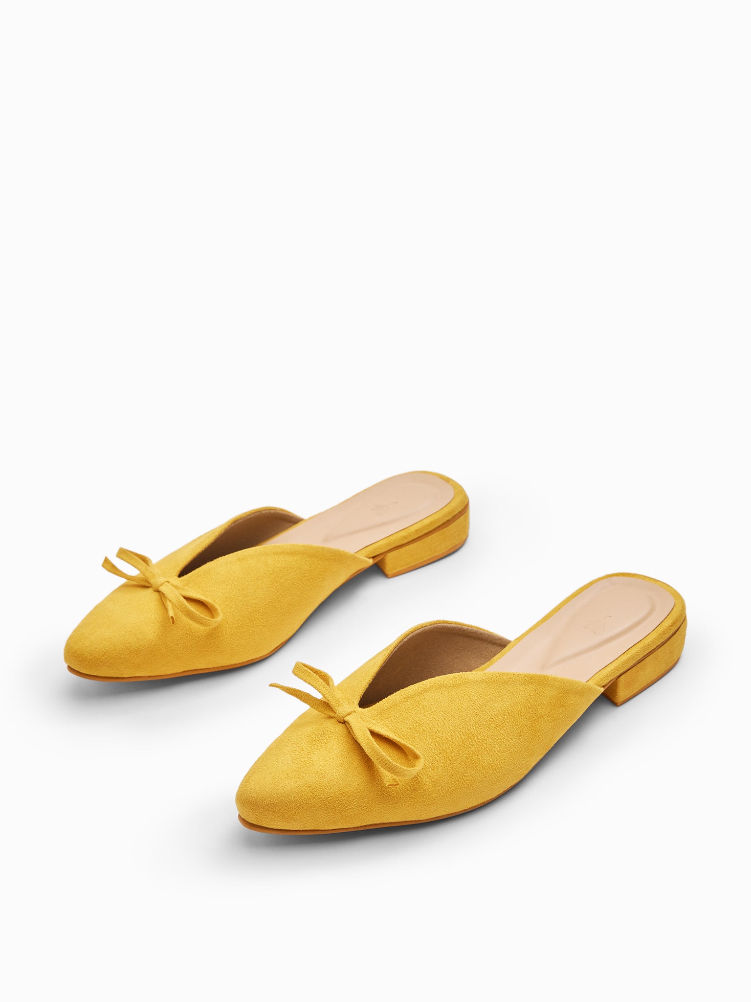 

Mustard Bow Tie Detail Mules