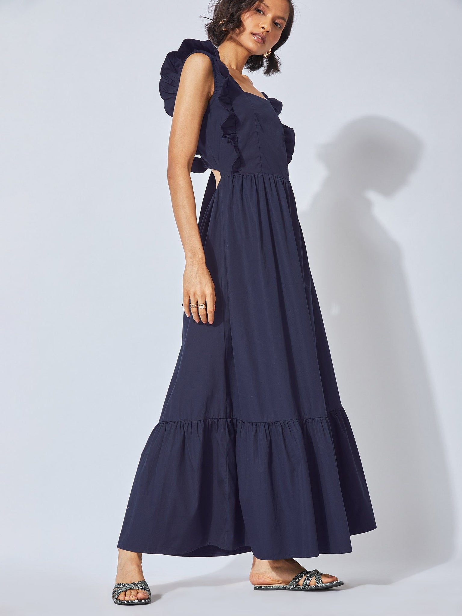

Navy Cut-Out Tiered Maxi Dress