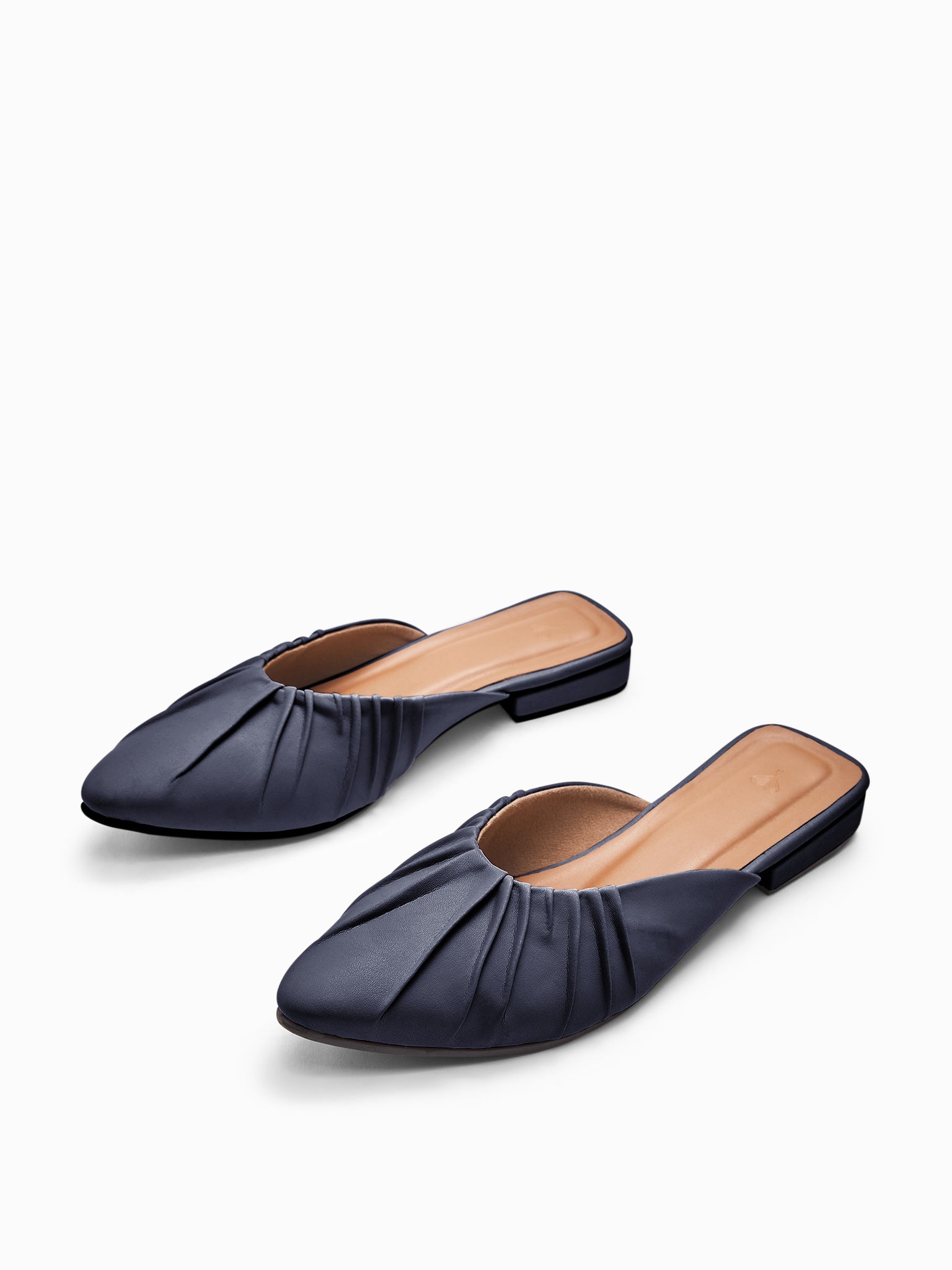 

Navy Ruched Pointed Toe Flats