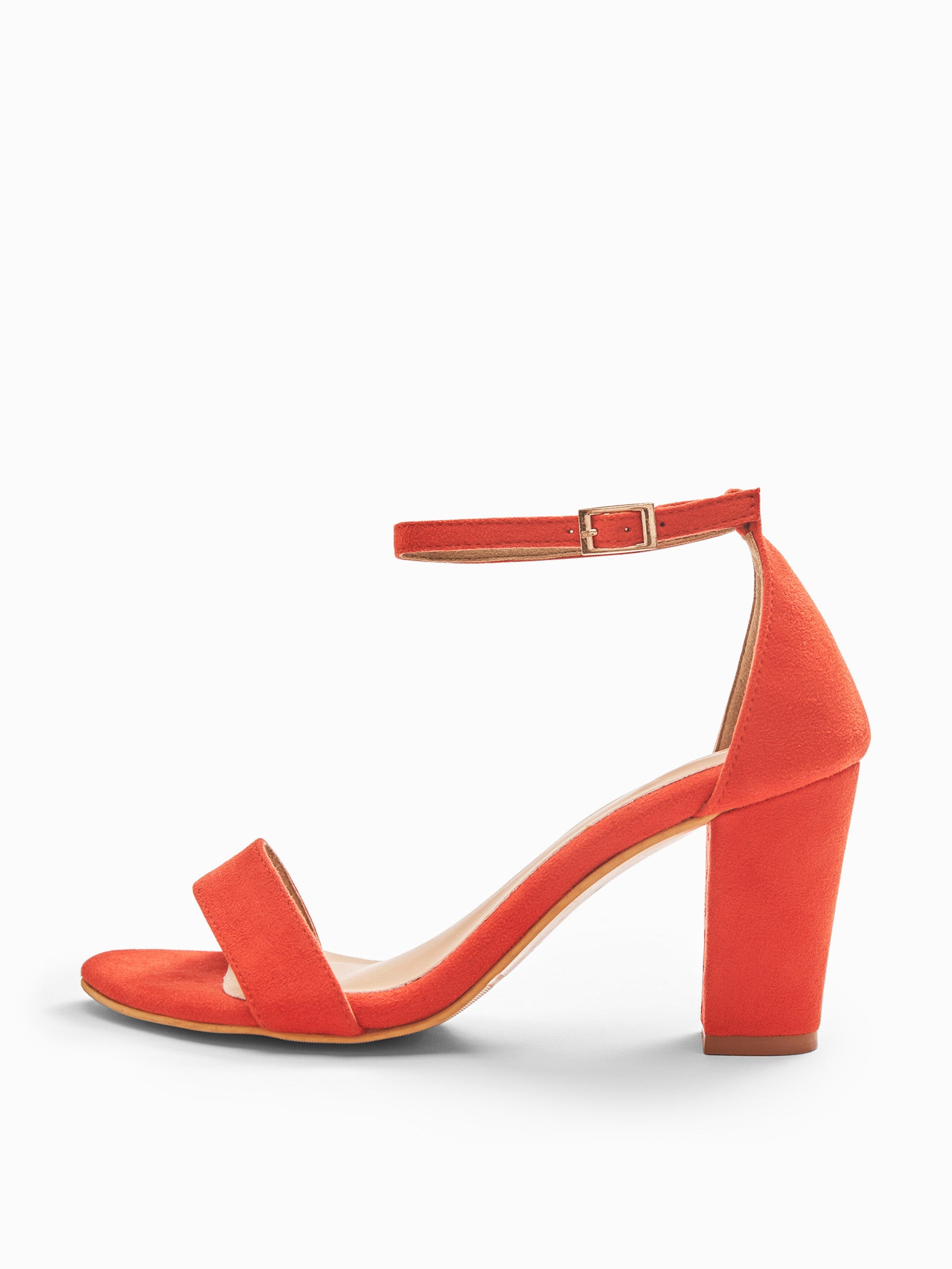 Orange Ankle Strap Block Heels