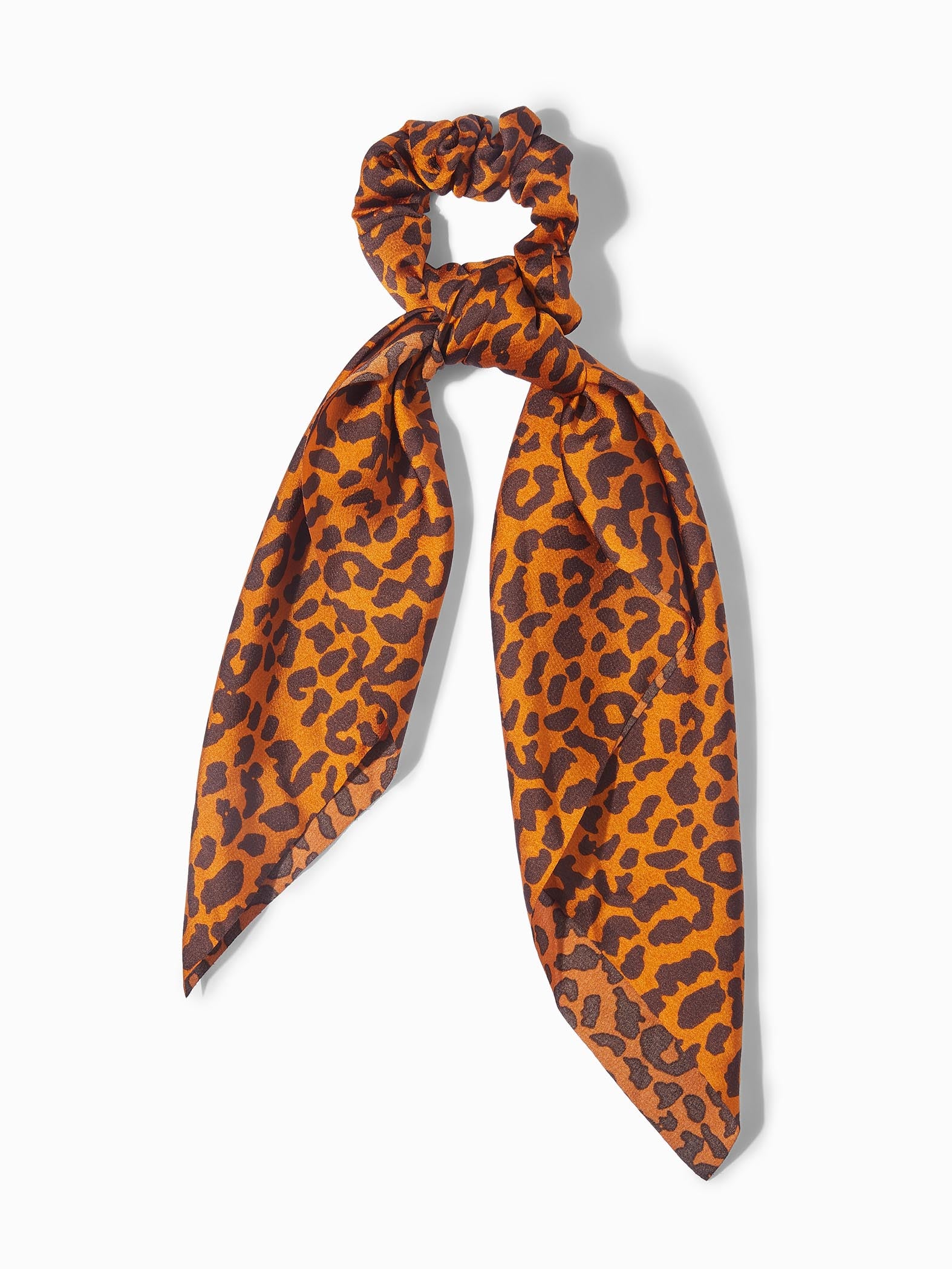 Orange Leopard Print Scrunchie Scarf