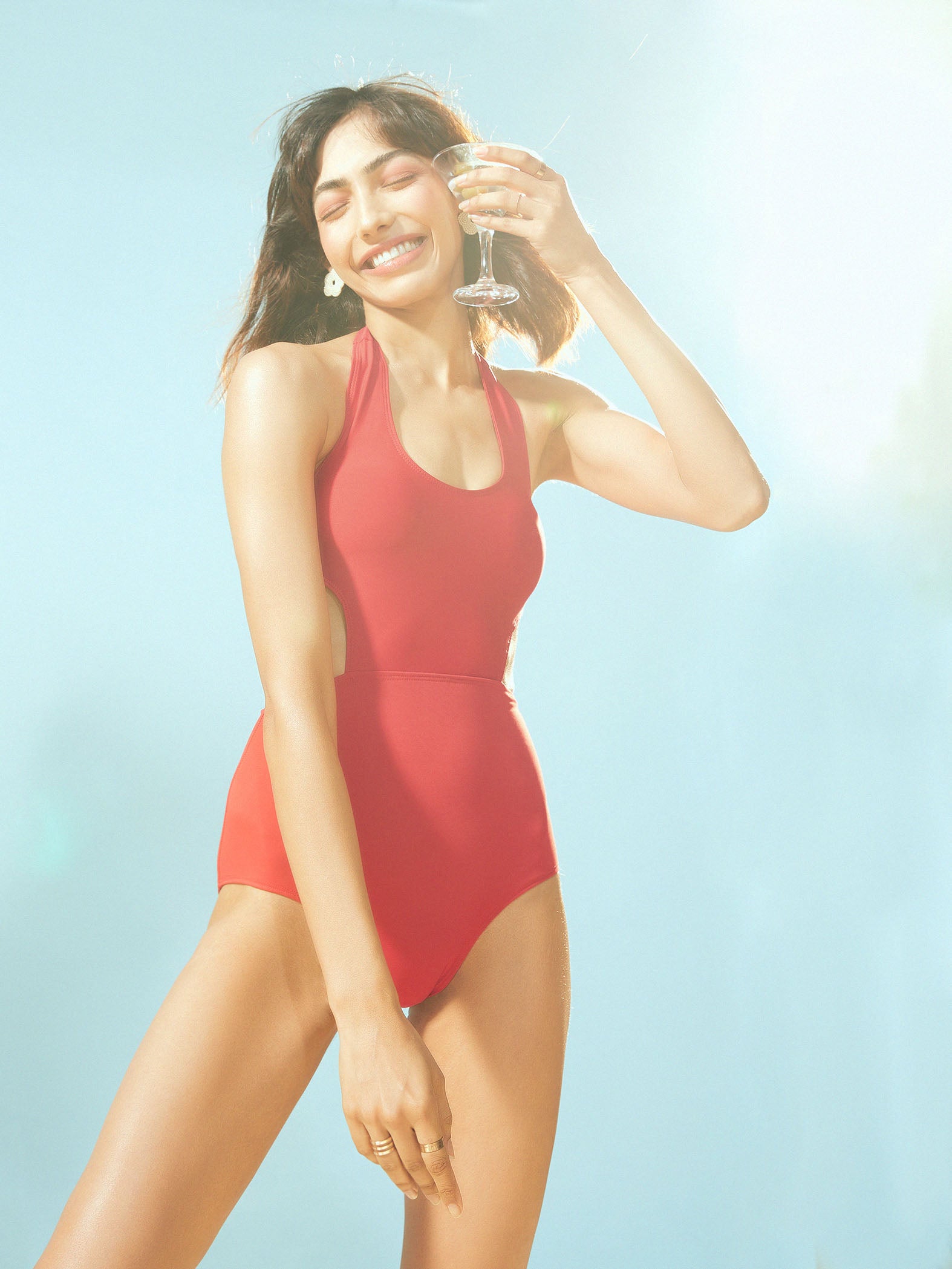Red Cut-Out Swimsuit