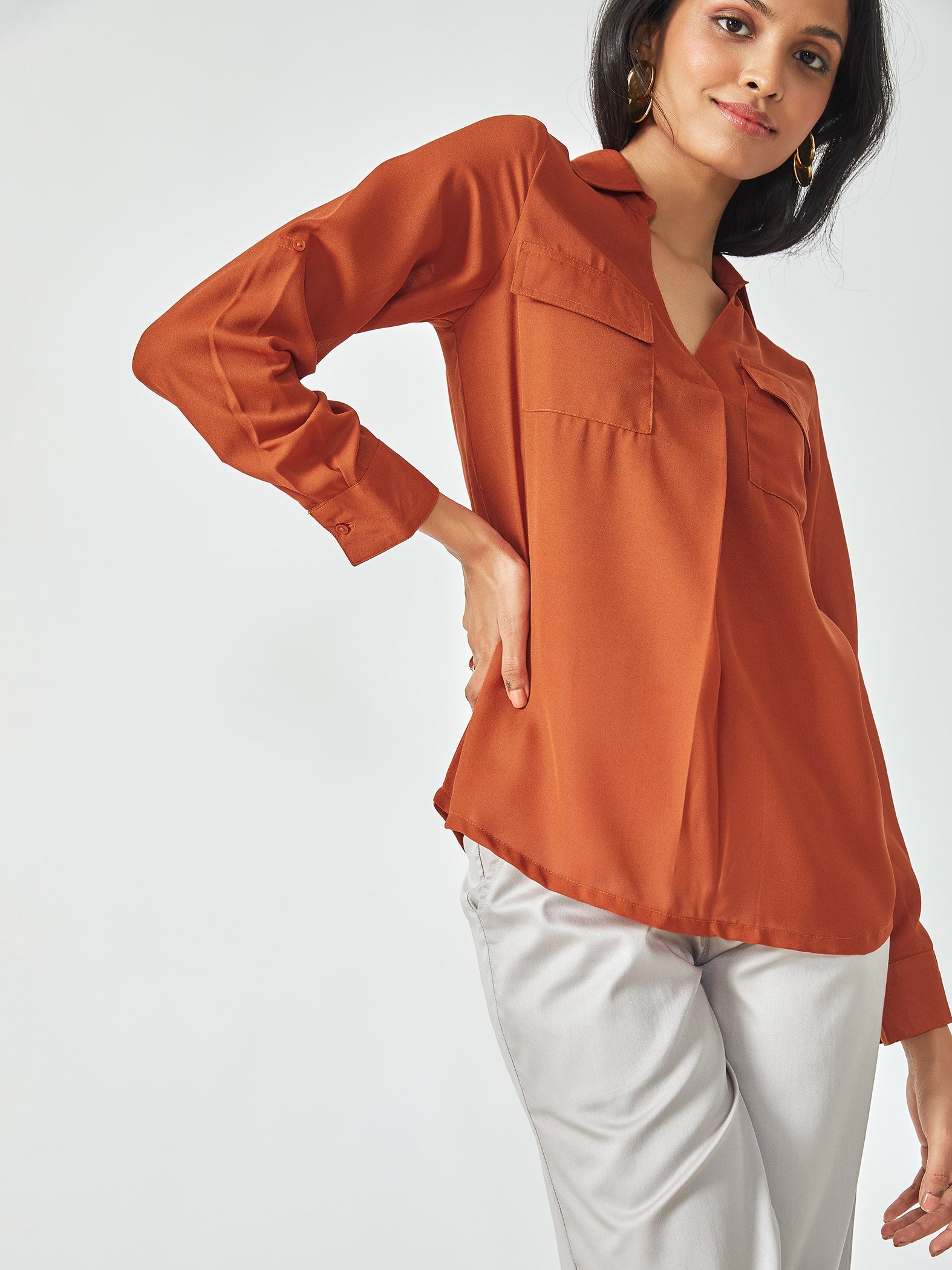 Rust Center Pleated Top