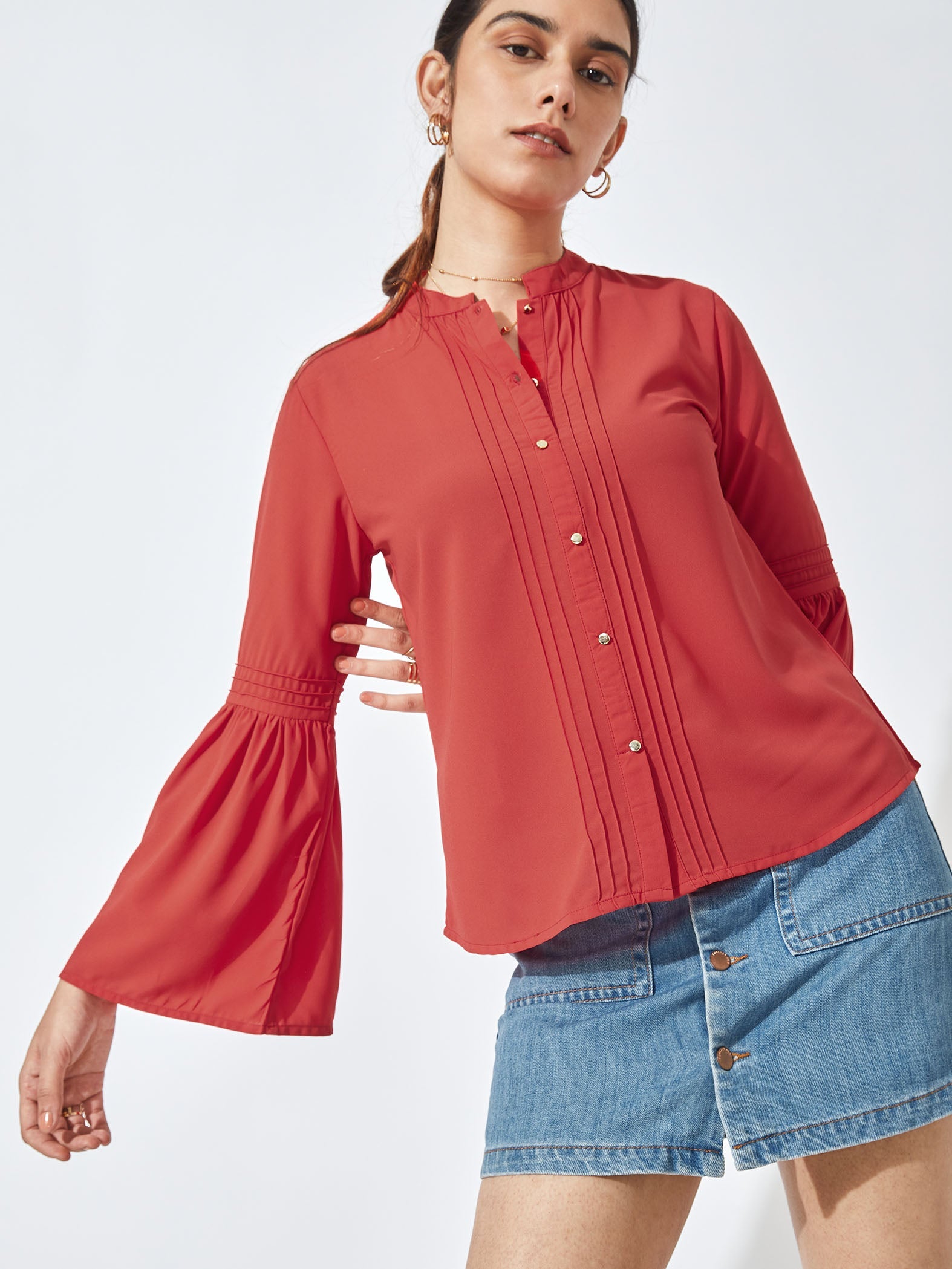 Scarlet Pleated Shirt