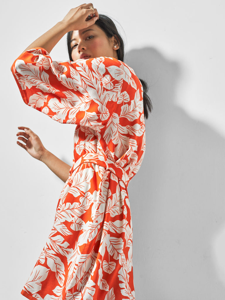 Tangerine Printed Sleep Robe