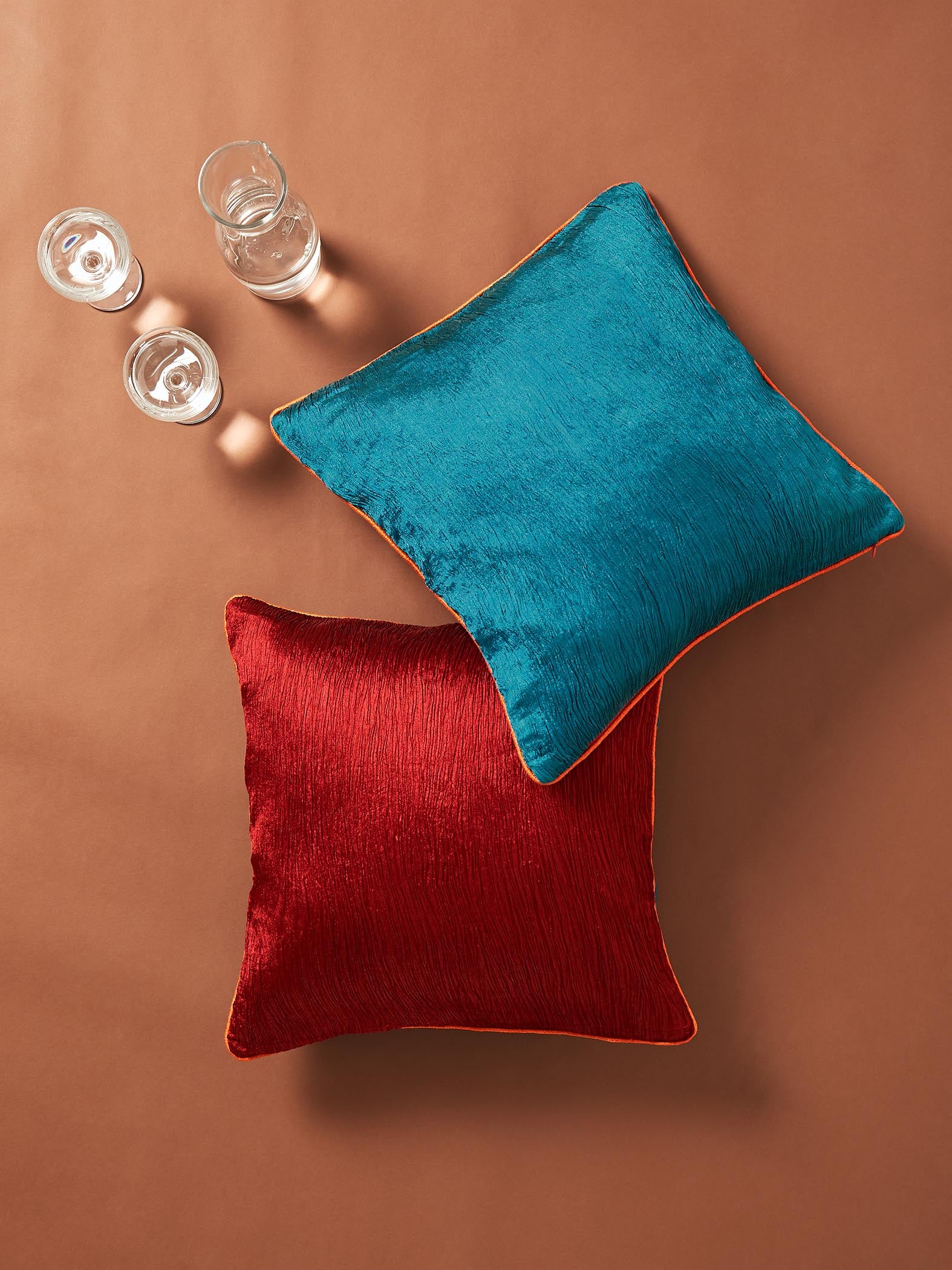 Turquoise Crust Art Silk Piping Cushion