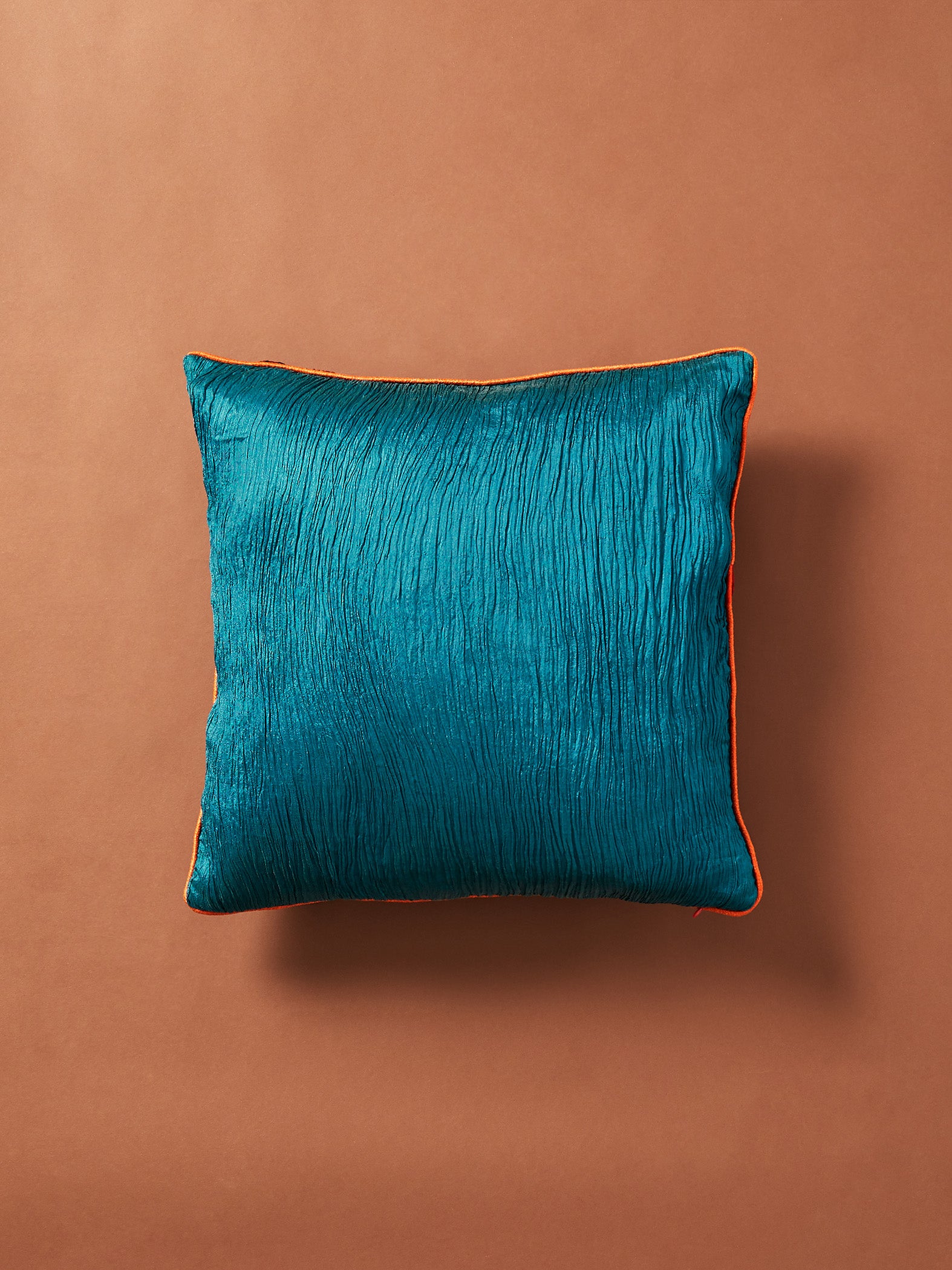 Turquoise Crust Art Silk Piping Cushion