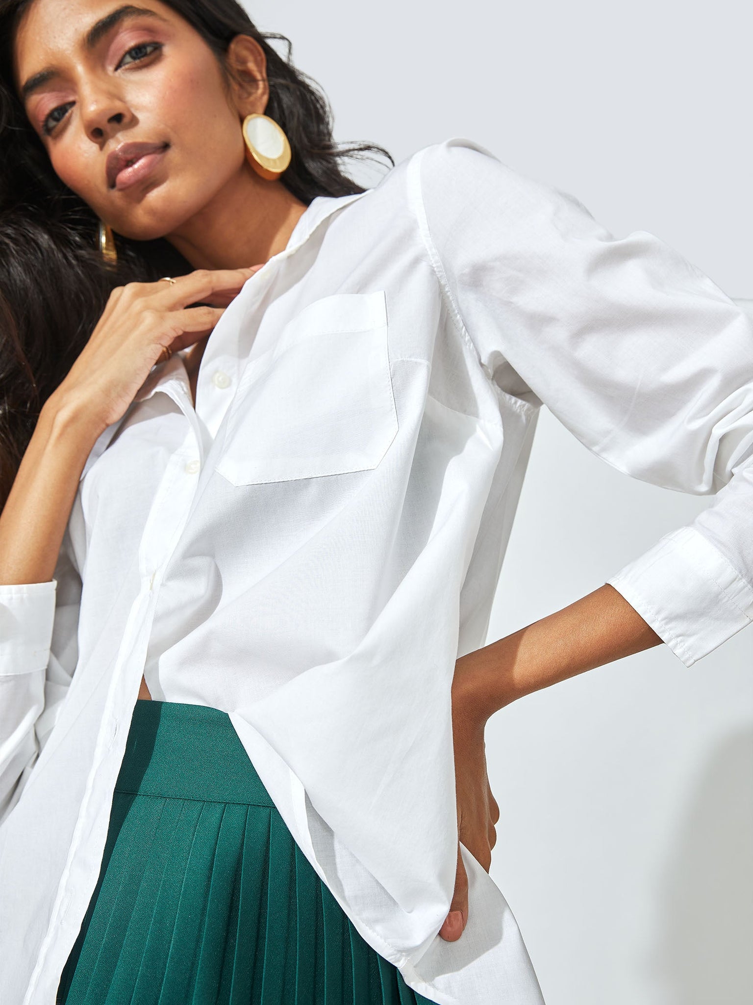 

White Single Pocket Shirt