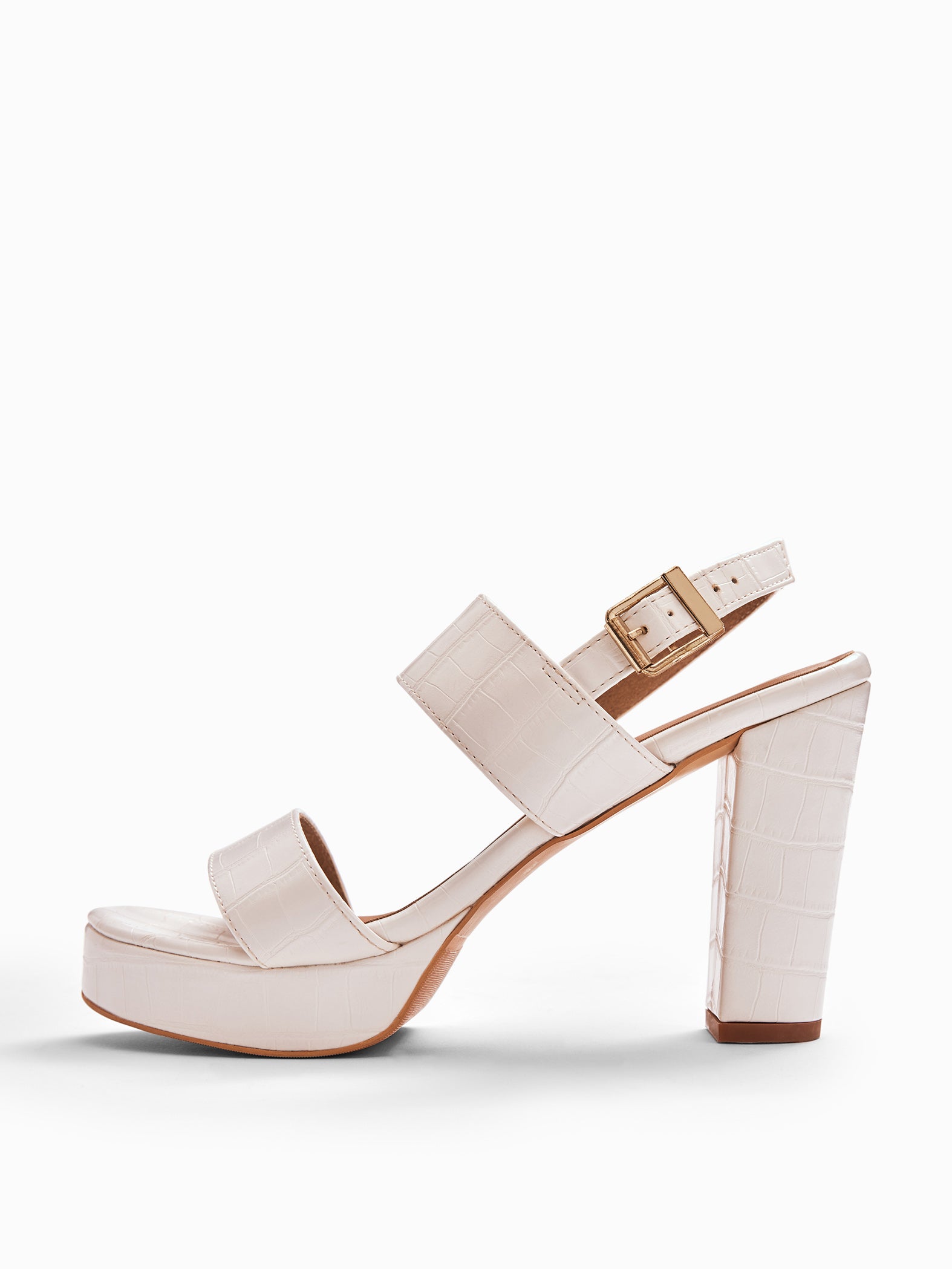 White Textured Platform Heels