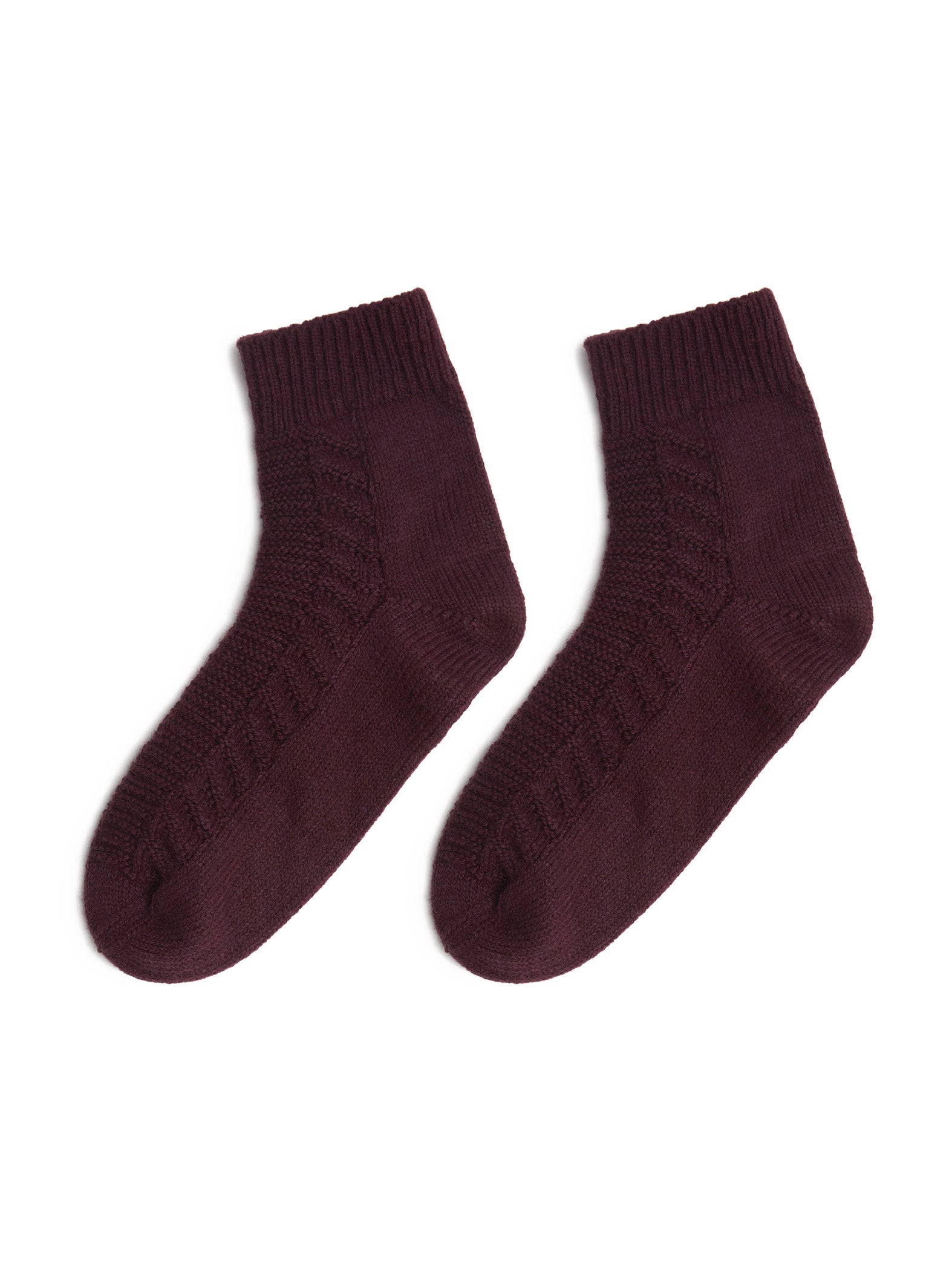 Wine Ankle Length Wool Socks